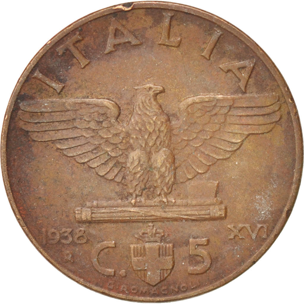 Italy, Vittorio Emanuele III, 5 Centesimi, 1938, Rome, EF(40-45), Bronze, KM:73