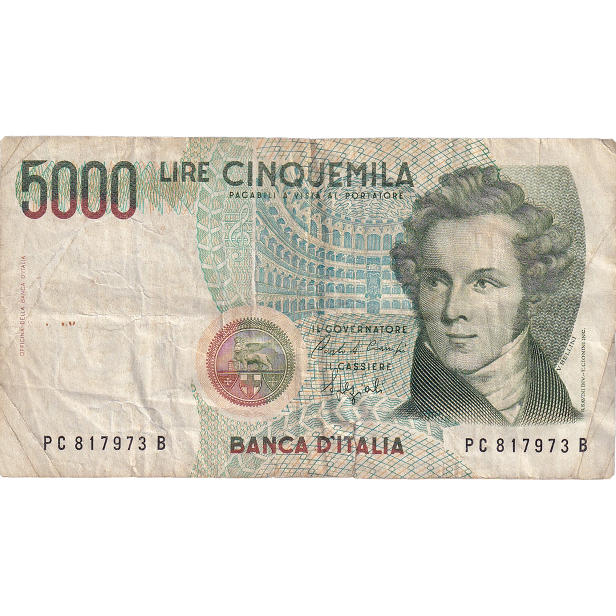 Nota, Itália, 5000 Lire, 1985, 1985-01-04, KM:111b, VF(30-35)