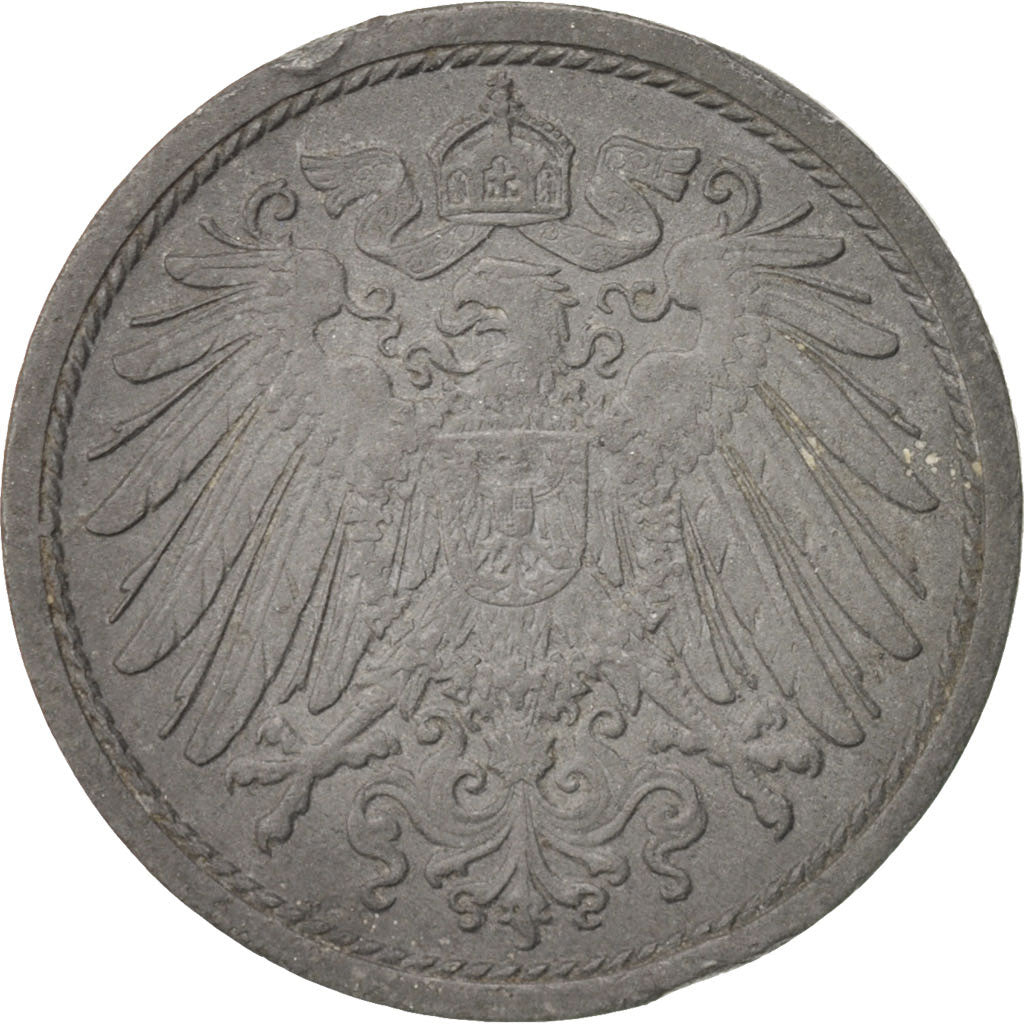 GERMANY - EMPIRE, 10 Pfennig, 1918, AU(50-53), Zinc, KM:26