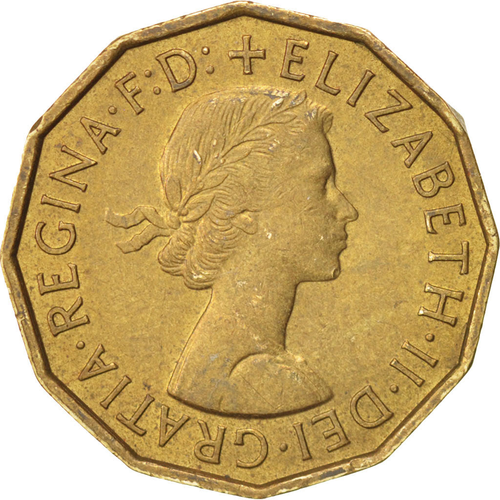 Great Britain, Elizabeth II, 3 Pence, 1958, SUP, Nickel-brass, KM:900