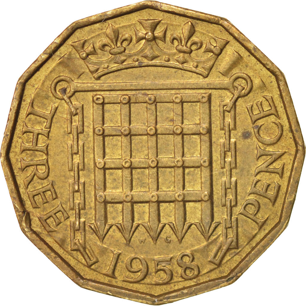 Great Britain, Elizabeth II, 3 Pence, 1958, SUP, Nickel-brass, KM:900