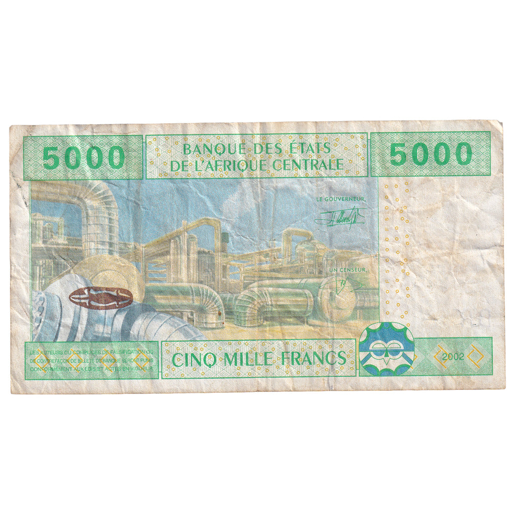 Banconote, Stati dell’Africa centrale, 5000 Francs, 2002, KM:209U, MB+