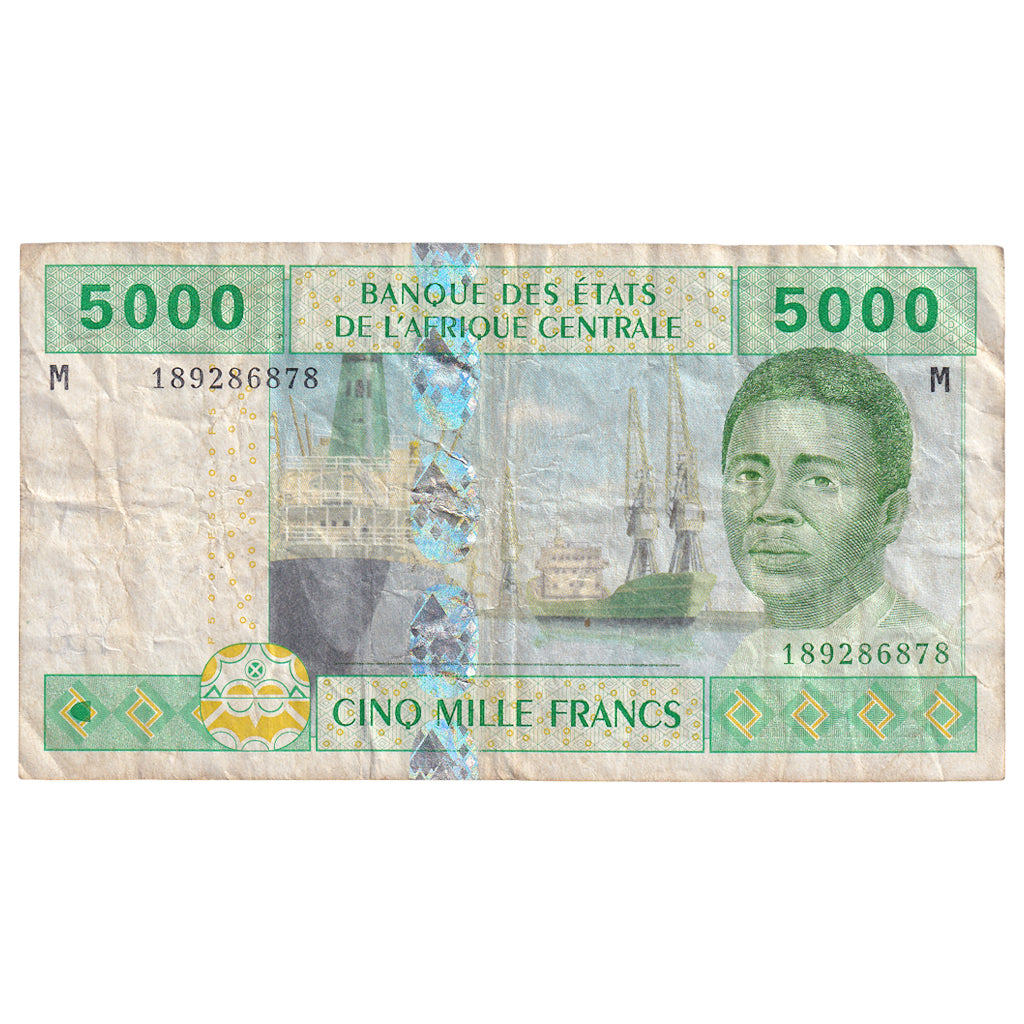 Banconote, Stati dell’Africa centrale, 5000 Francs, 2002, KM:209U, MB+
