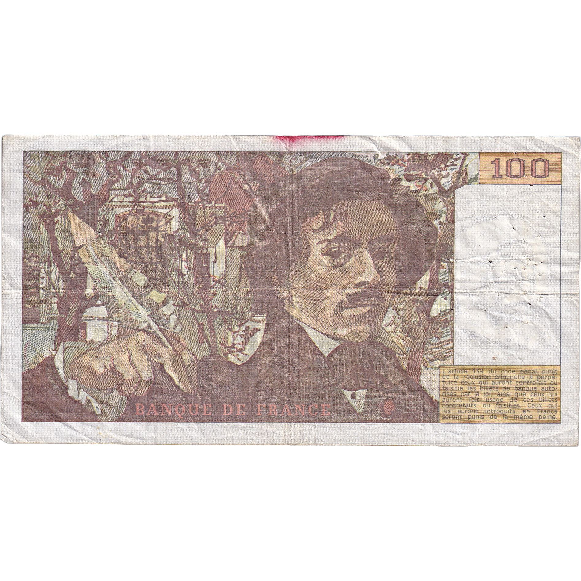 França, 100 Francs, Delacroix, 1978, W.3, VF(30-35), Fayette:68.3, KM:153