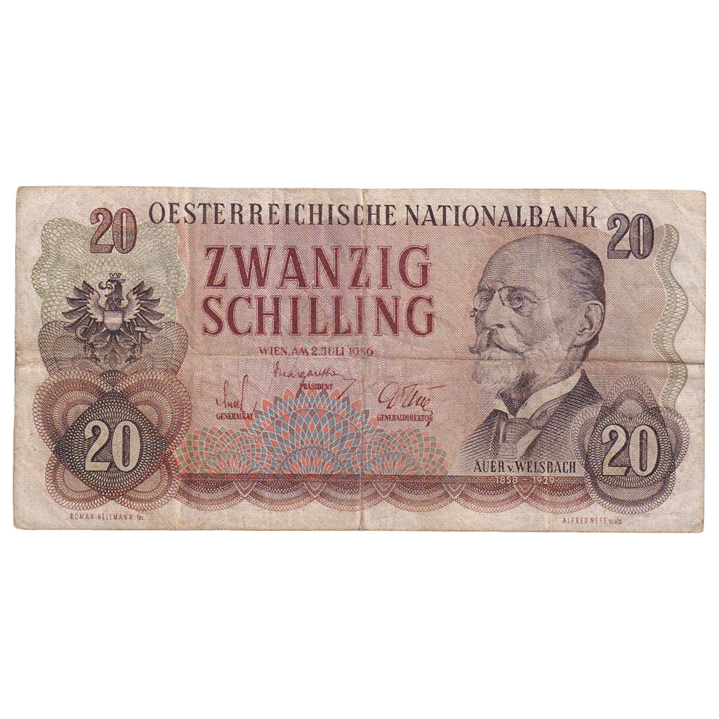 Billet, Autriche, 20 Schilling, 1956, 1956-07-02, KM:136a, TB+