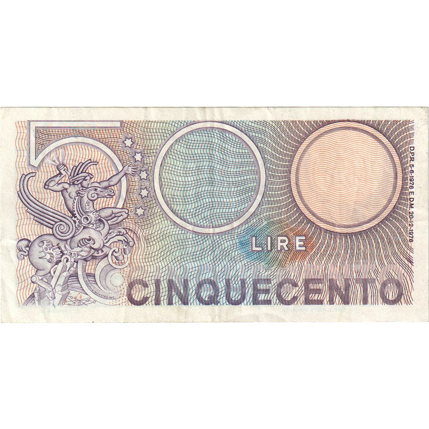 Banknote, Italy, 500 Lire, 1976, 1976-12-20, KM:95, AU(55-58)