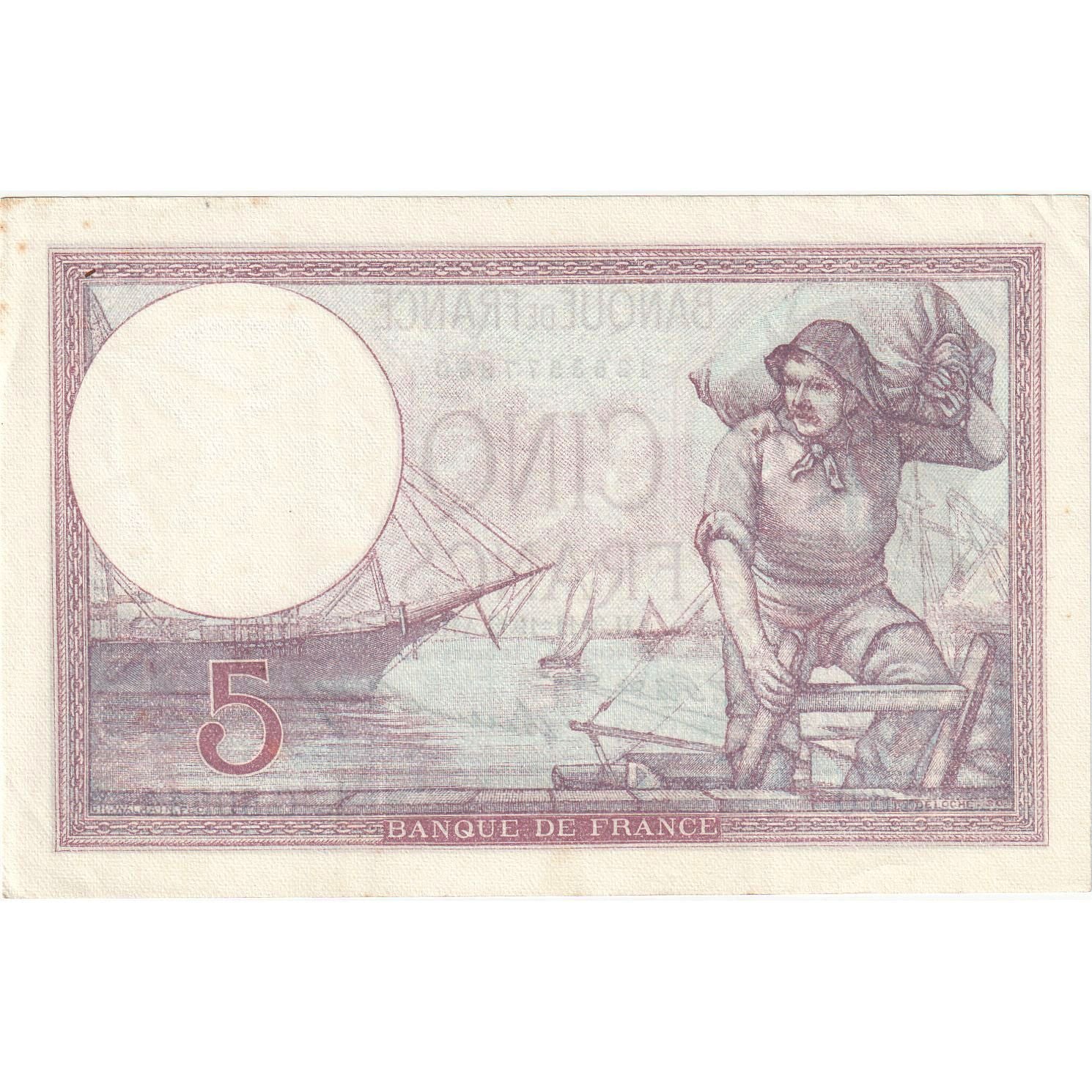 France, 5 Francs, Violet, 1932, C.50544, UNC(60-62), Fayette:3.16, KM:72d