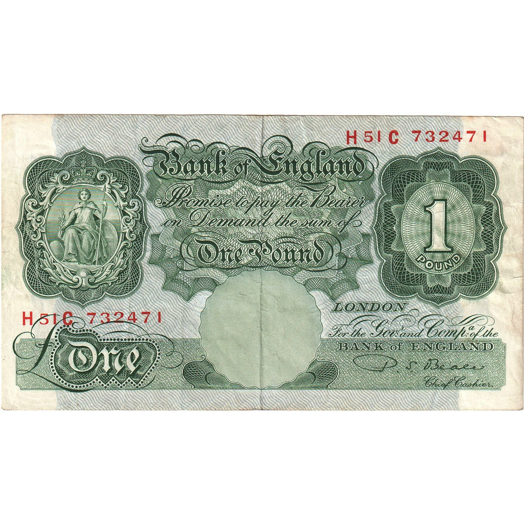 Banknote, Great Britain, 1 Pound, 1949-1955, KM:369b, VF(30-35)