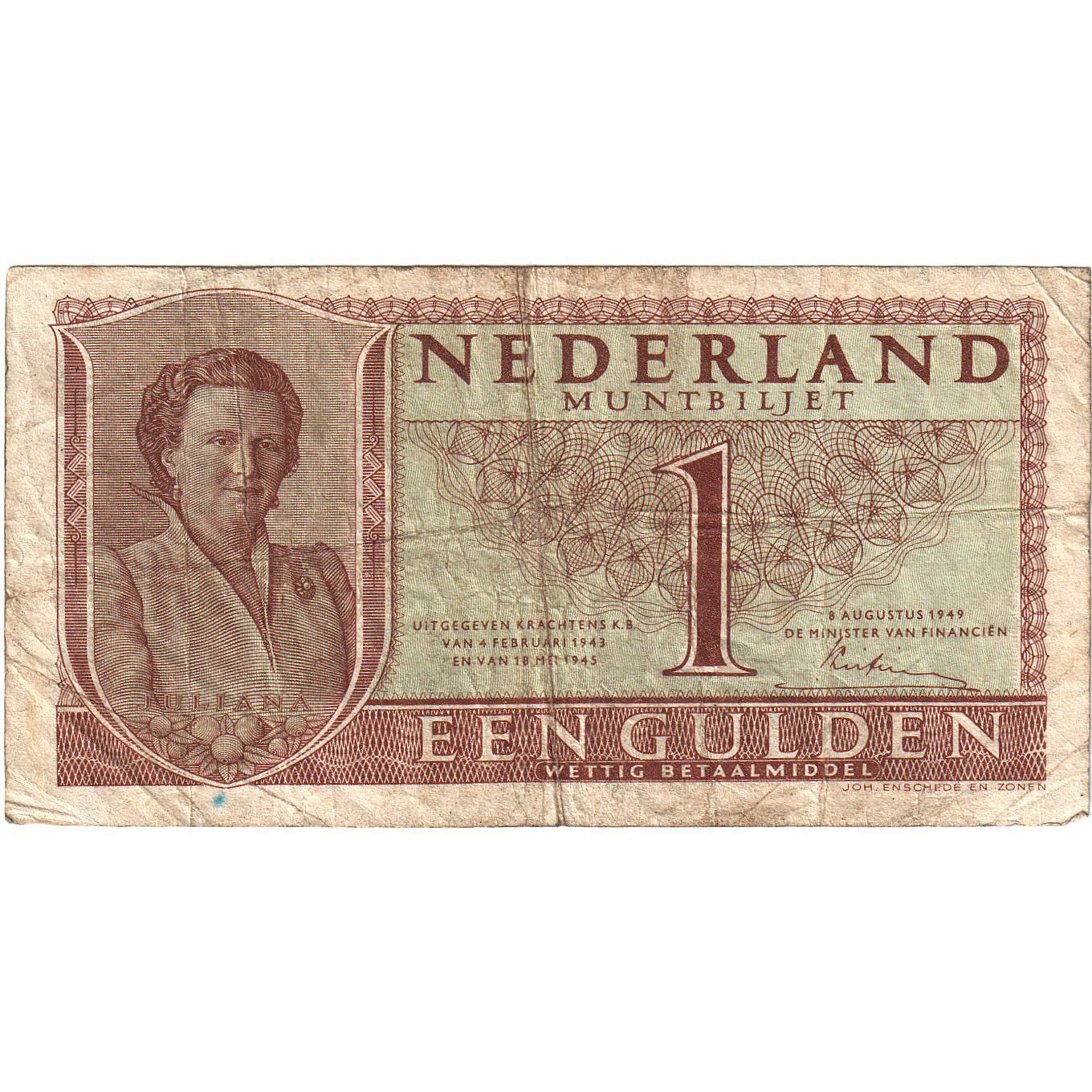 Banknote, Netherlands, 1 Gulden, 1949, 1949-08-08, KM:72, VF(30-35)