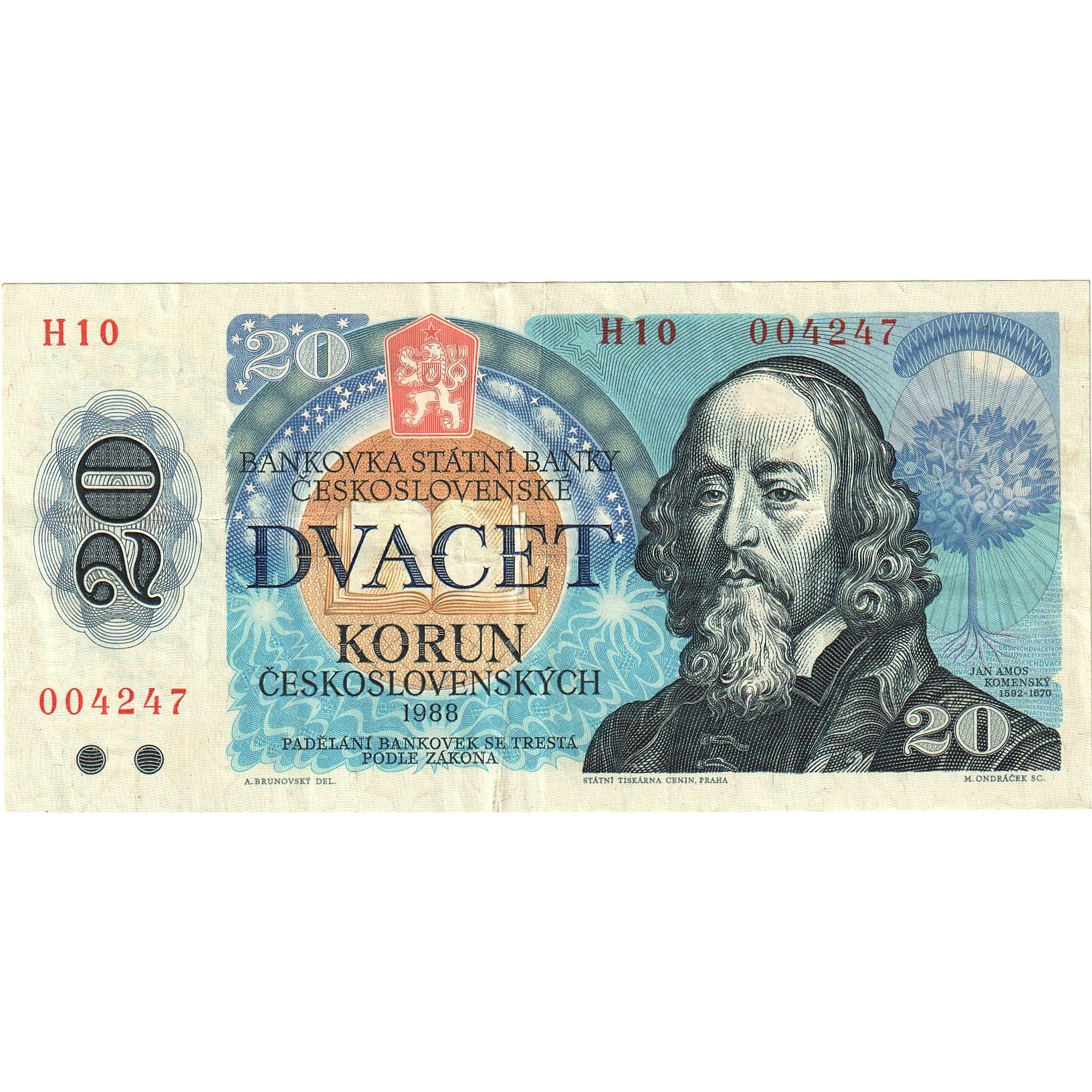 Banknote, Czechoslovakia, 20 Korun, 1988, KM:95, AU(55-58)