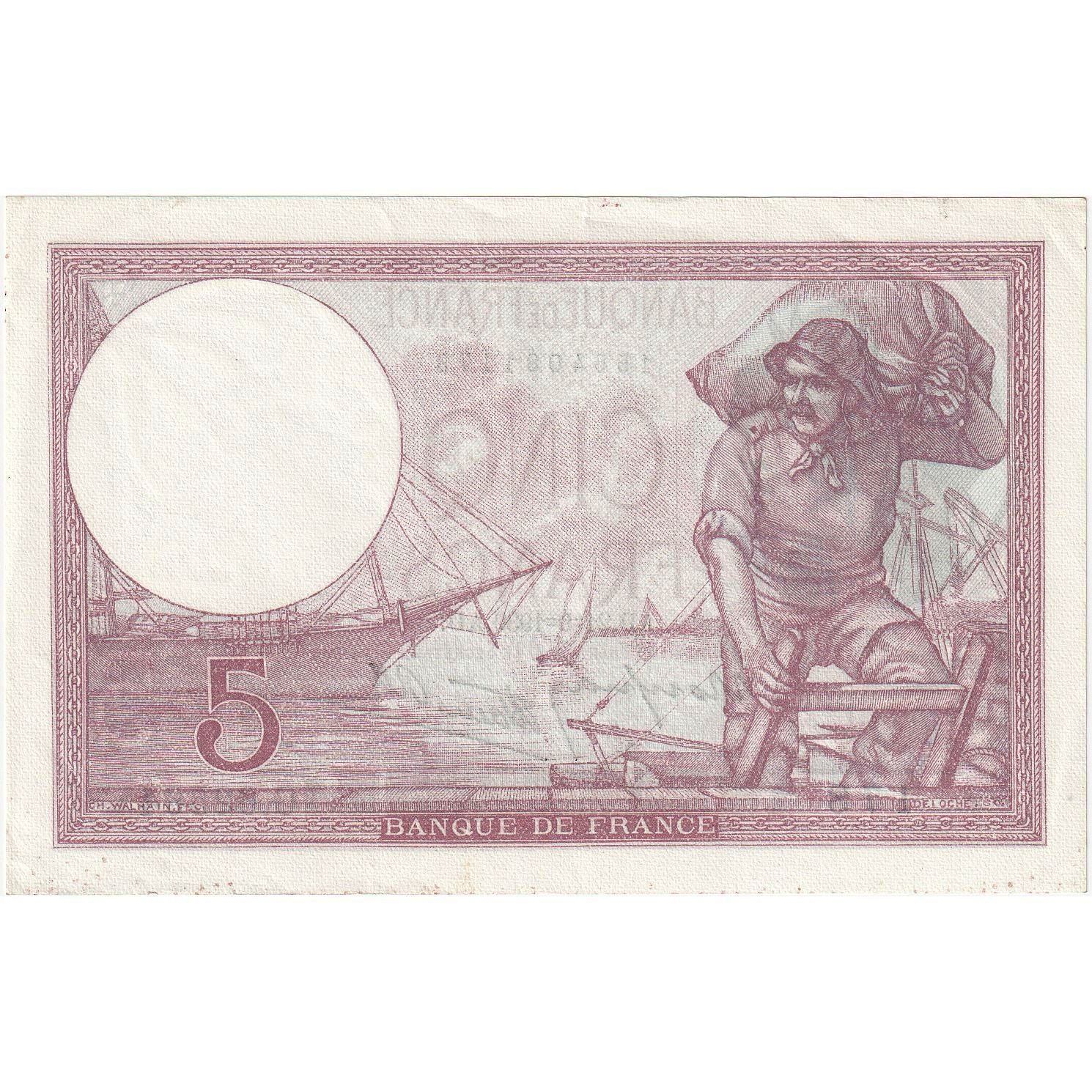 Frankreich, 5 Francs, Violet, 1939, G.62564, UNZ-, Fayette:4.9, KM:83