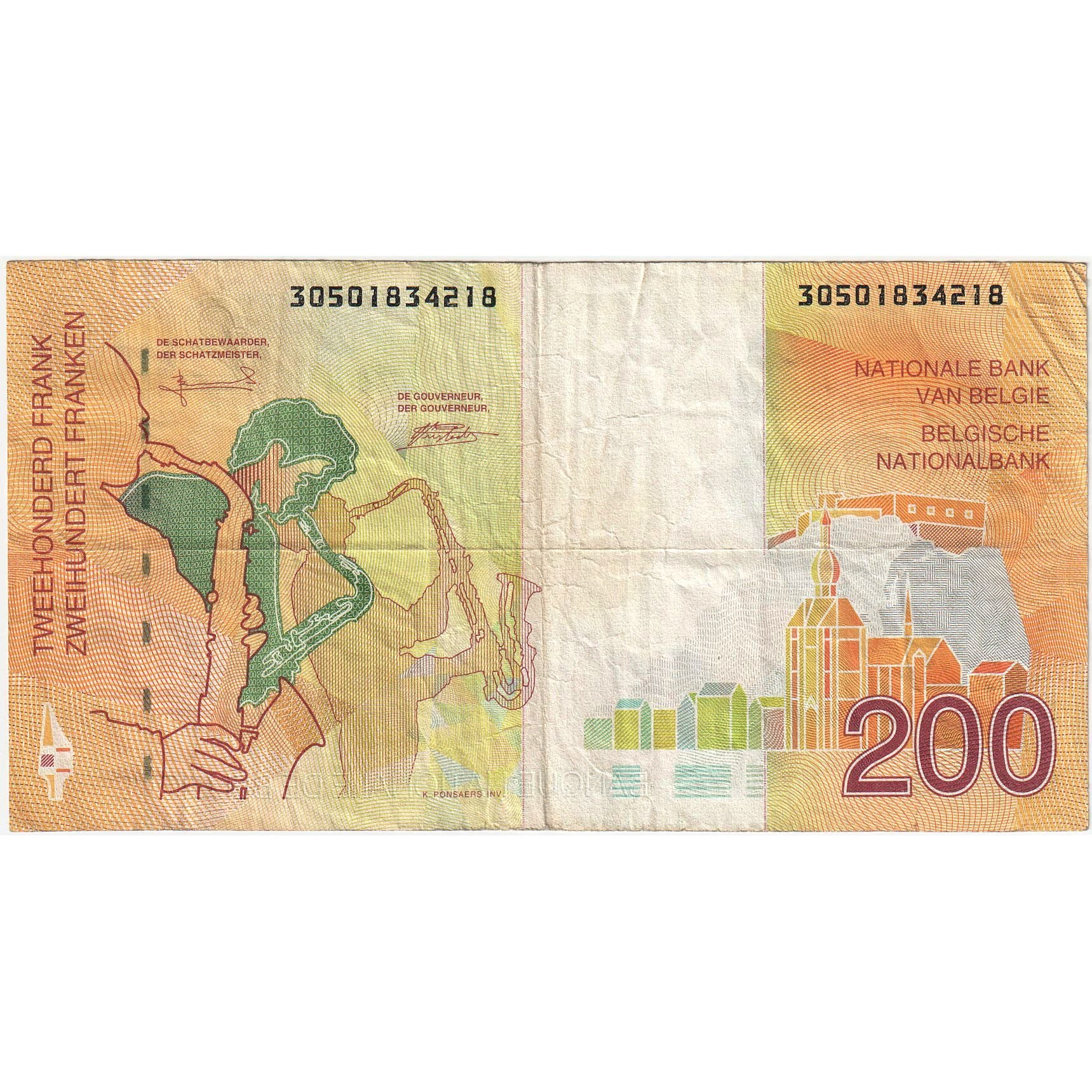 Banknote, Belgium, 200 Francs, Undated (1995), KM:148, VF(30-35)