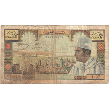 Banknote, Morocco, 5 Dirhams, 1966-1386, KM:53d, F(12-15)