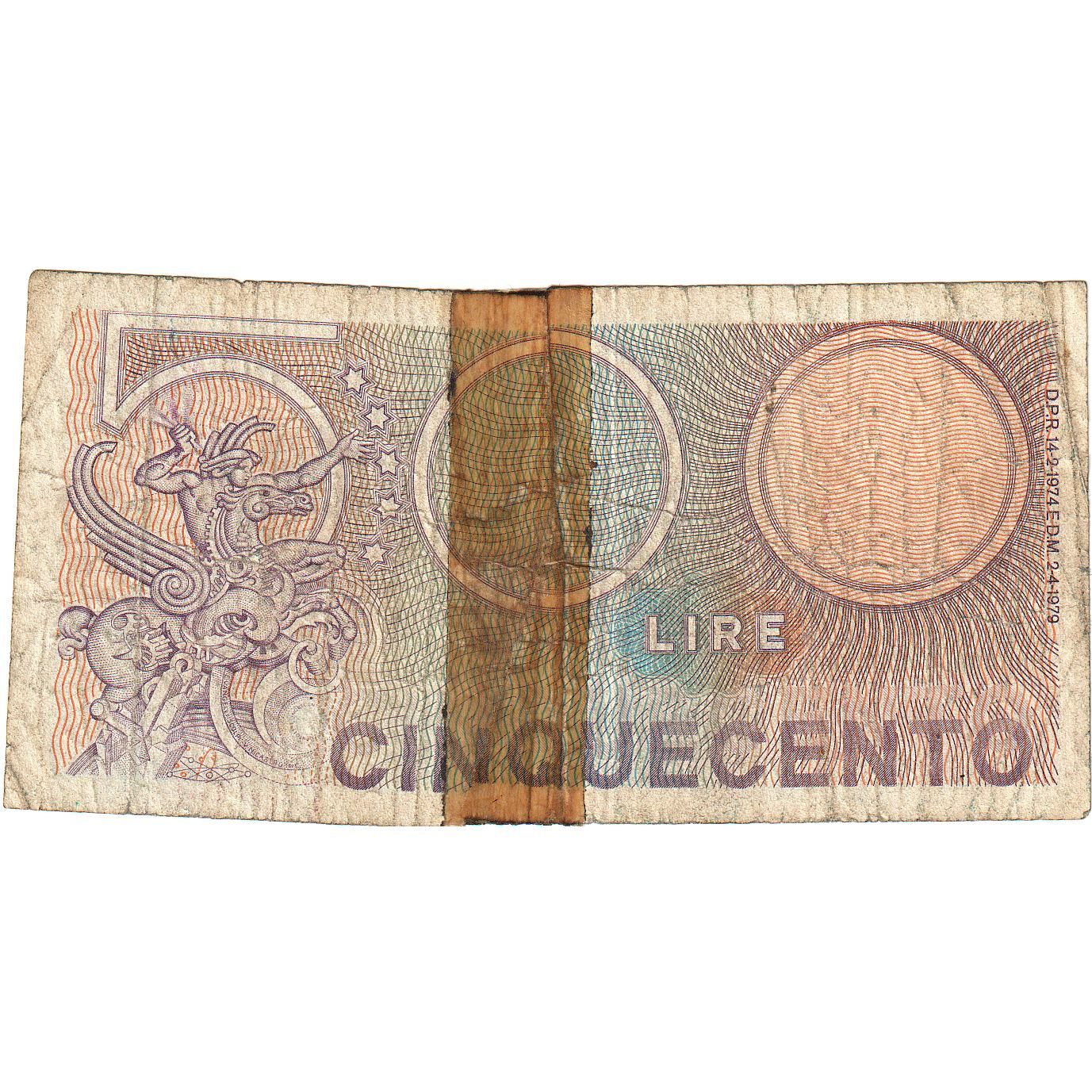 Banconote, Italia, 500 Lire, 1974-1979, KM:94, B+