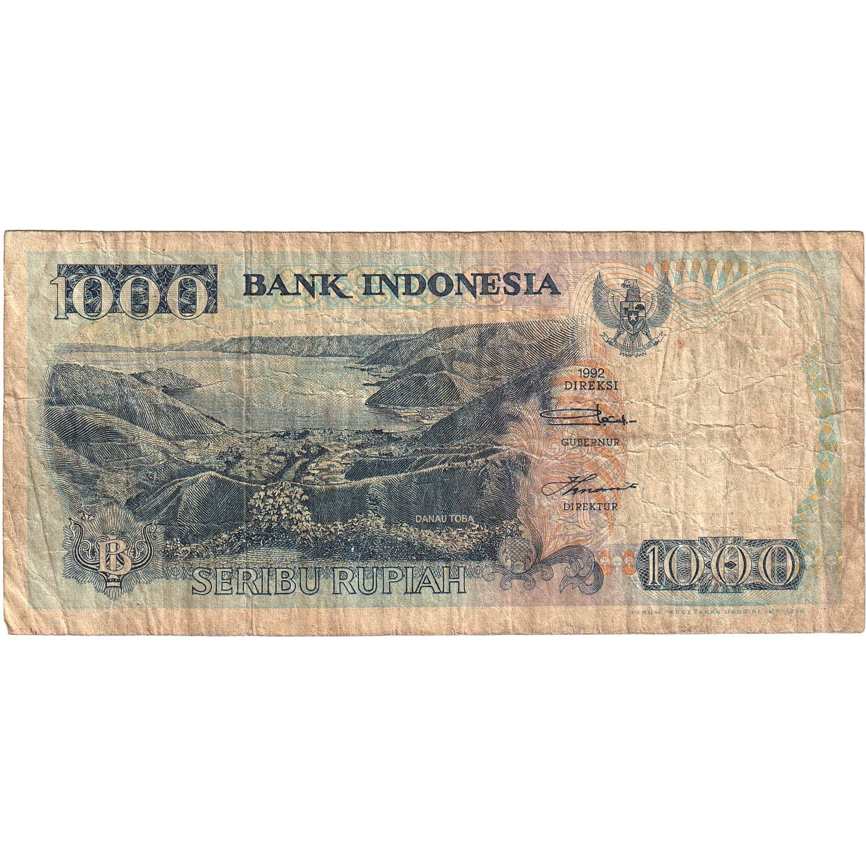 Banconote, Indonesia, 1000 Rupiah, 1992, KM:129a, MB+