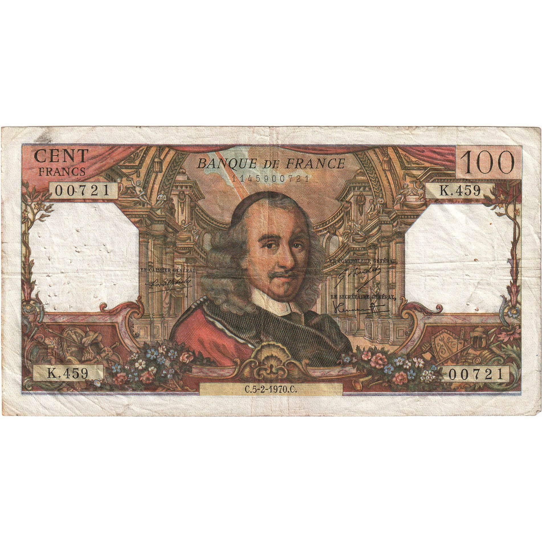 Frankreich, 100 Francs, Corneille, 1970, k.459, S+, Fayette:65.30, KM:149c