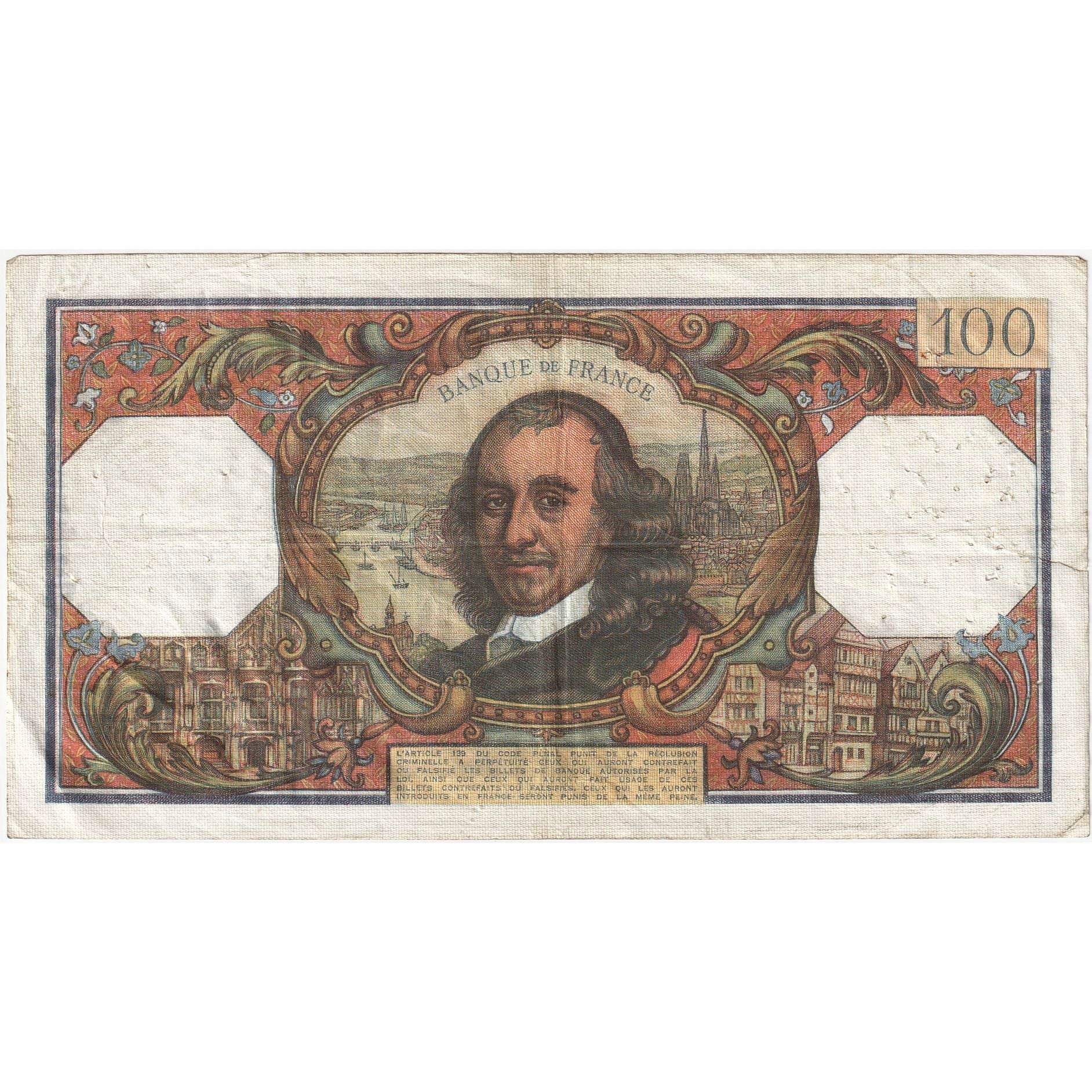 France, 100 Francs, Corneille, 1971, G.584, VF(30-35), Fayette:65.36, KM:149d