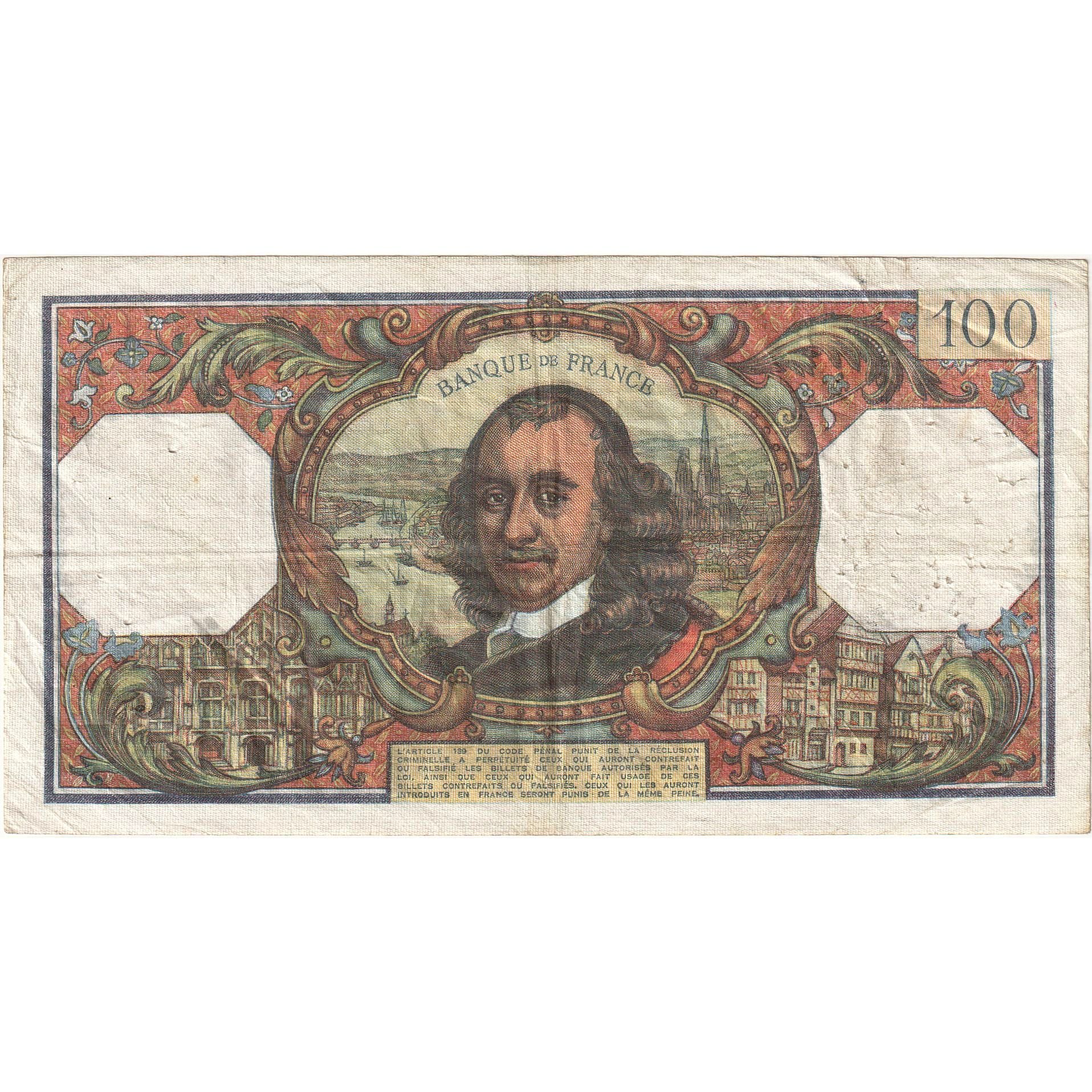 France, 100 Francs, Corneille, 1977, Q.1063, VF(30-35), Fayette:65.57, KM:149f