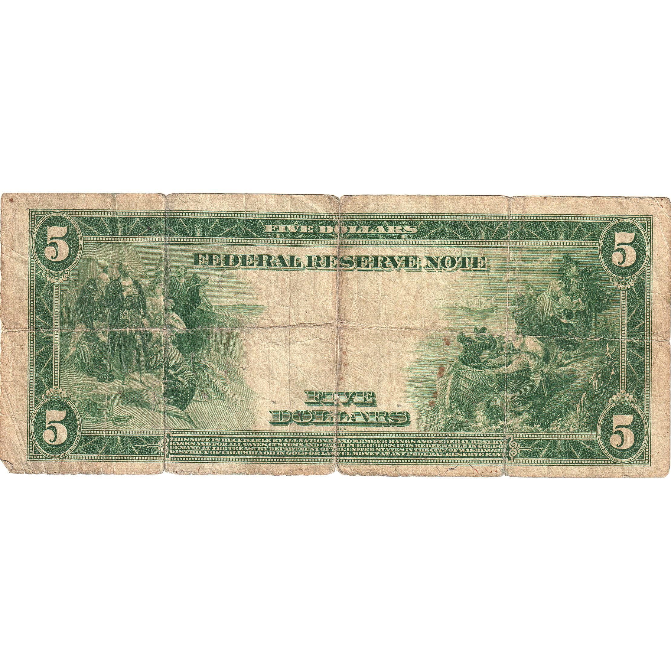 Nota, Estados Unidos da América, 5 Dollars, 1914, Philadelphie, F(12-15)
