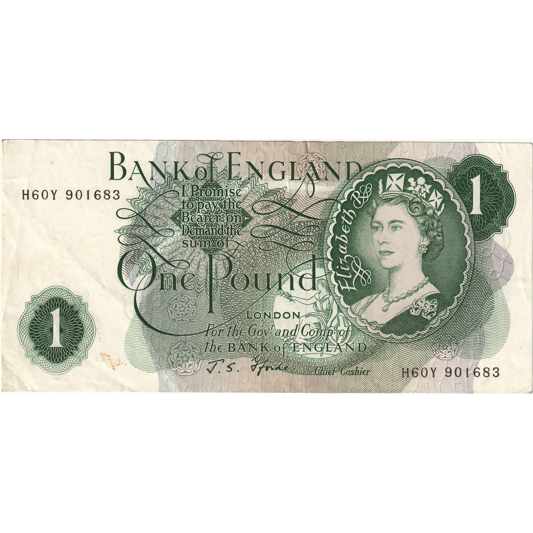 Banknote, Great Britain, 1 Pound, Undated (1960-78), KM:374e, AU(50-53)