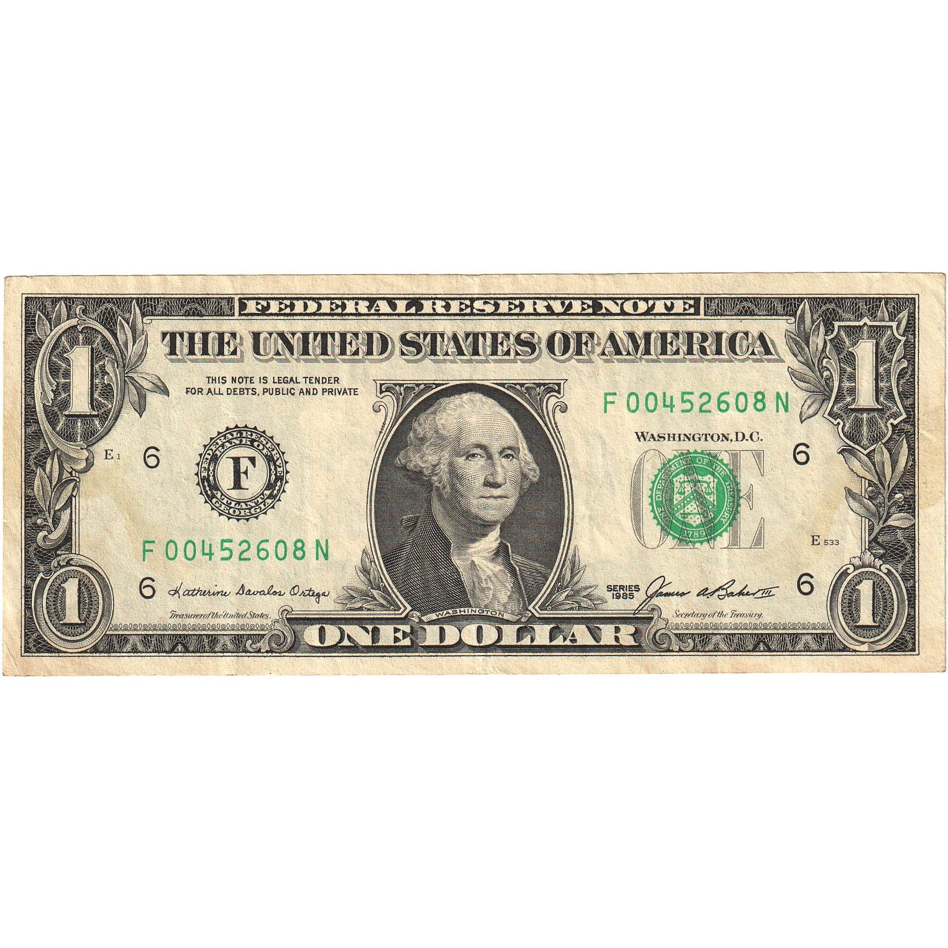 Banknote, United States, One Dollar, 1985, San Francisco, KM:3711, AU(55-58)