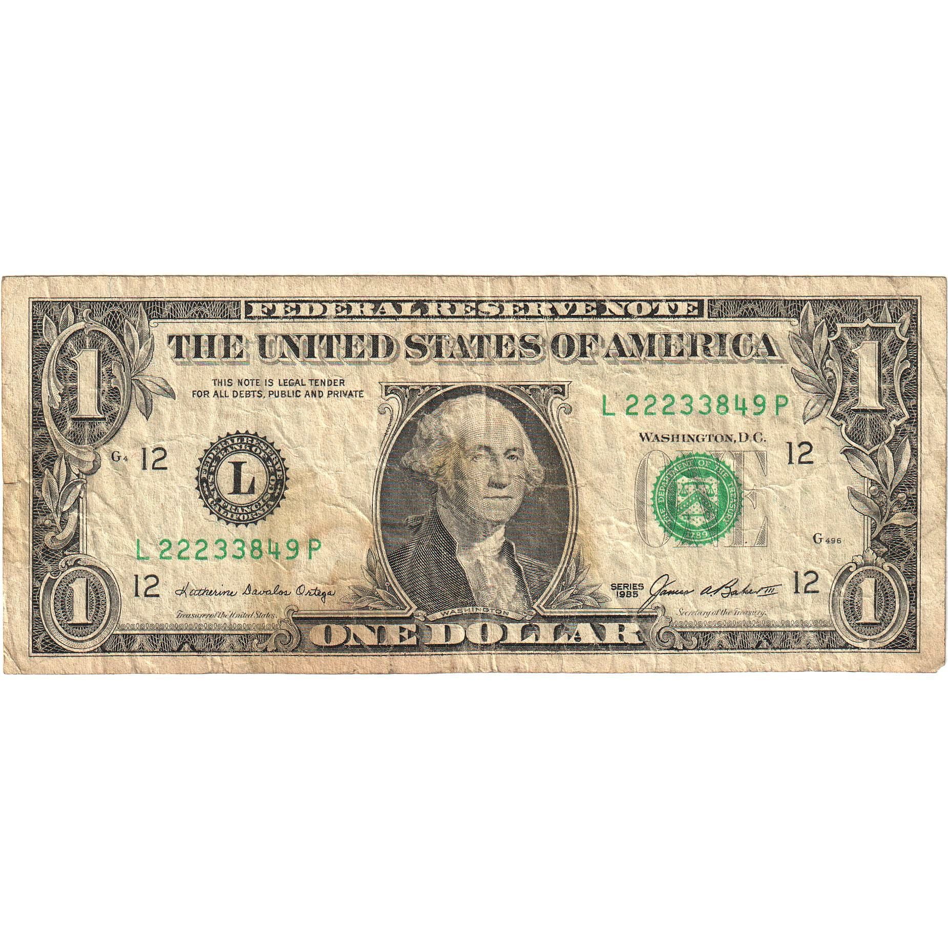 Banknote, United States, One Dollar, 1985, San Francisco, KM:3711, VF(20-25)