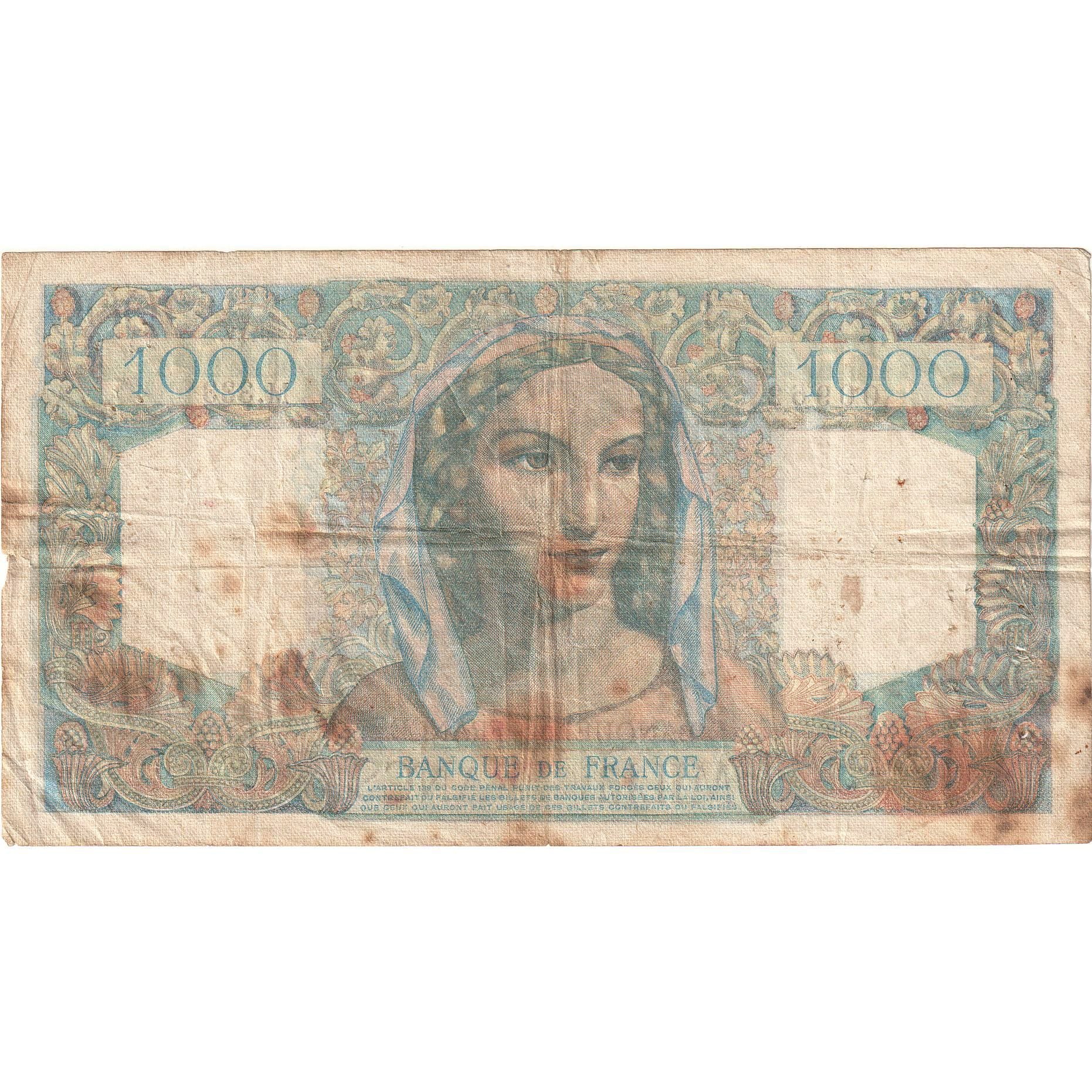 France, 1000 Francs, Minerve et Hercule, 1946, M.333, VF(30-35), Fayette:41.16