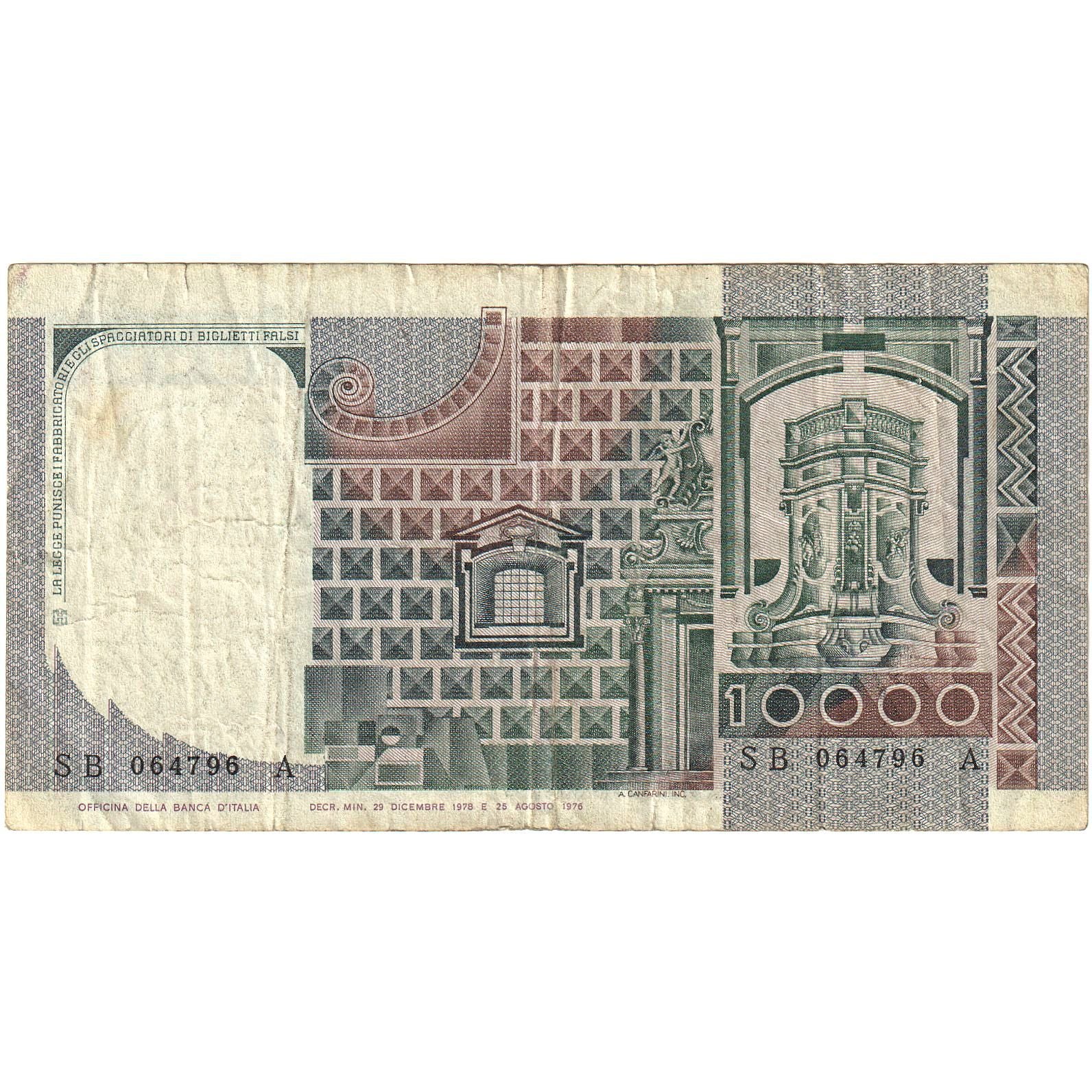 Biljet, Italië, 10,000 Lire, 1978, 1978-08-25, KM:106c, TB