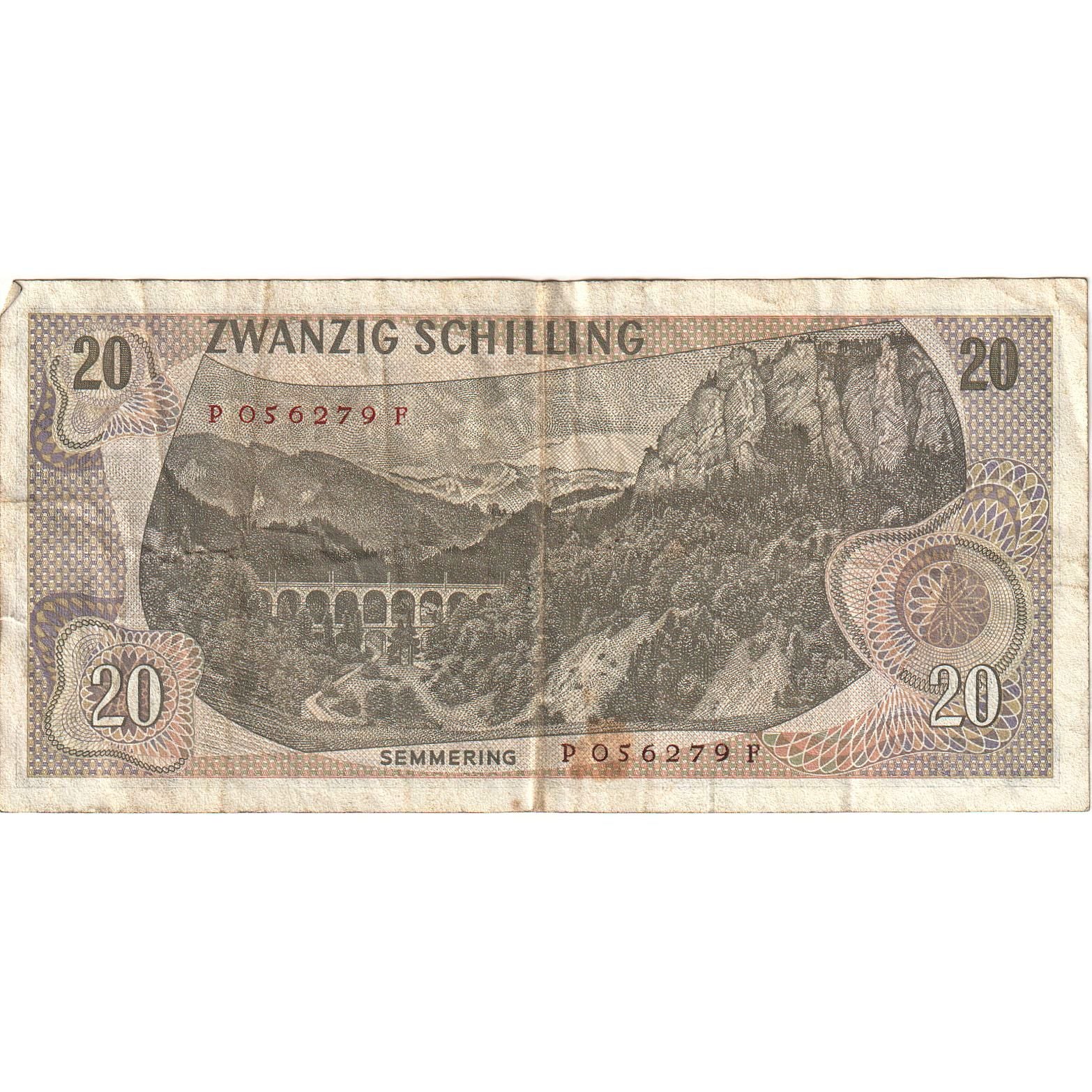 Banknote, Austria, 20 Schilling, 1967, 1967-07-02, KM:142a, F(12-15)