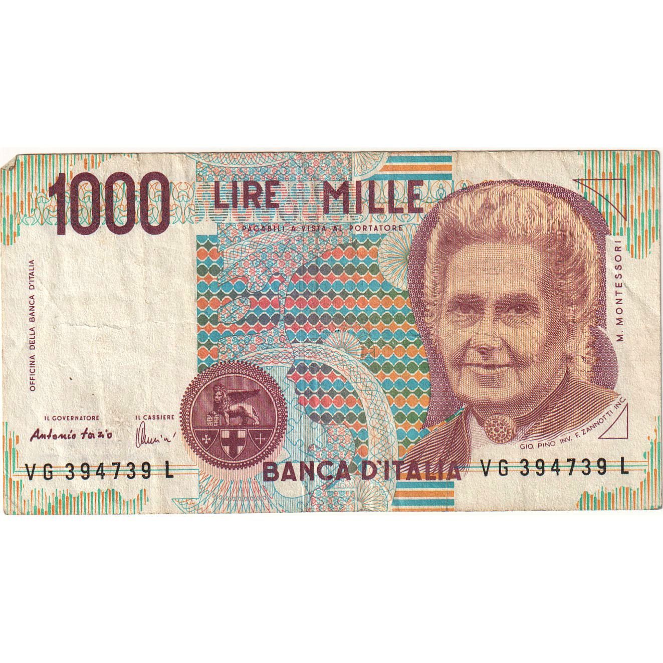 Banknot, Włochy, 1000 Lire, 1990, 1990-10-03, KM:114b, EF(40-45)
