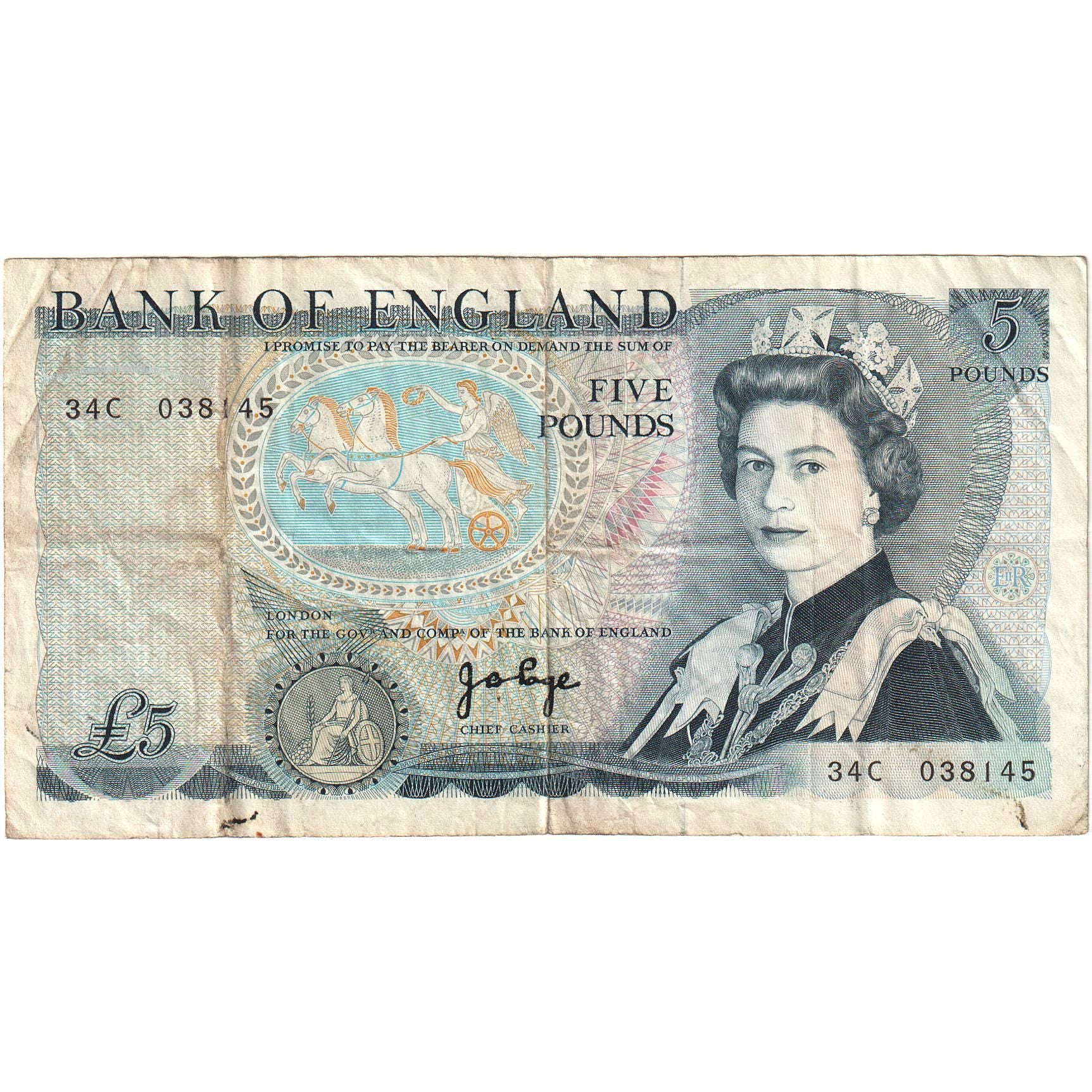 Billete, 5 Pounds, Undated (1973-80), Gran Bretaña, KM:378b, BC