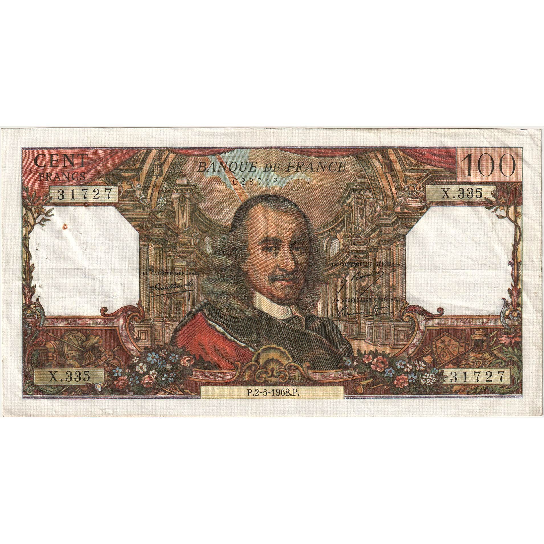 France, 100 Francs, Corneille, 1968-05-02, X.335, EF(40-45)