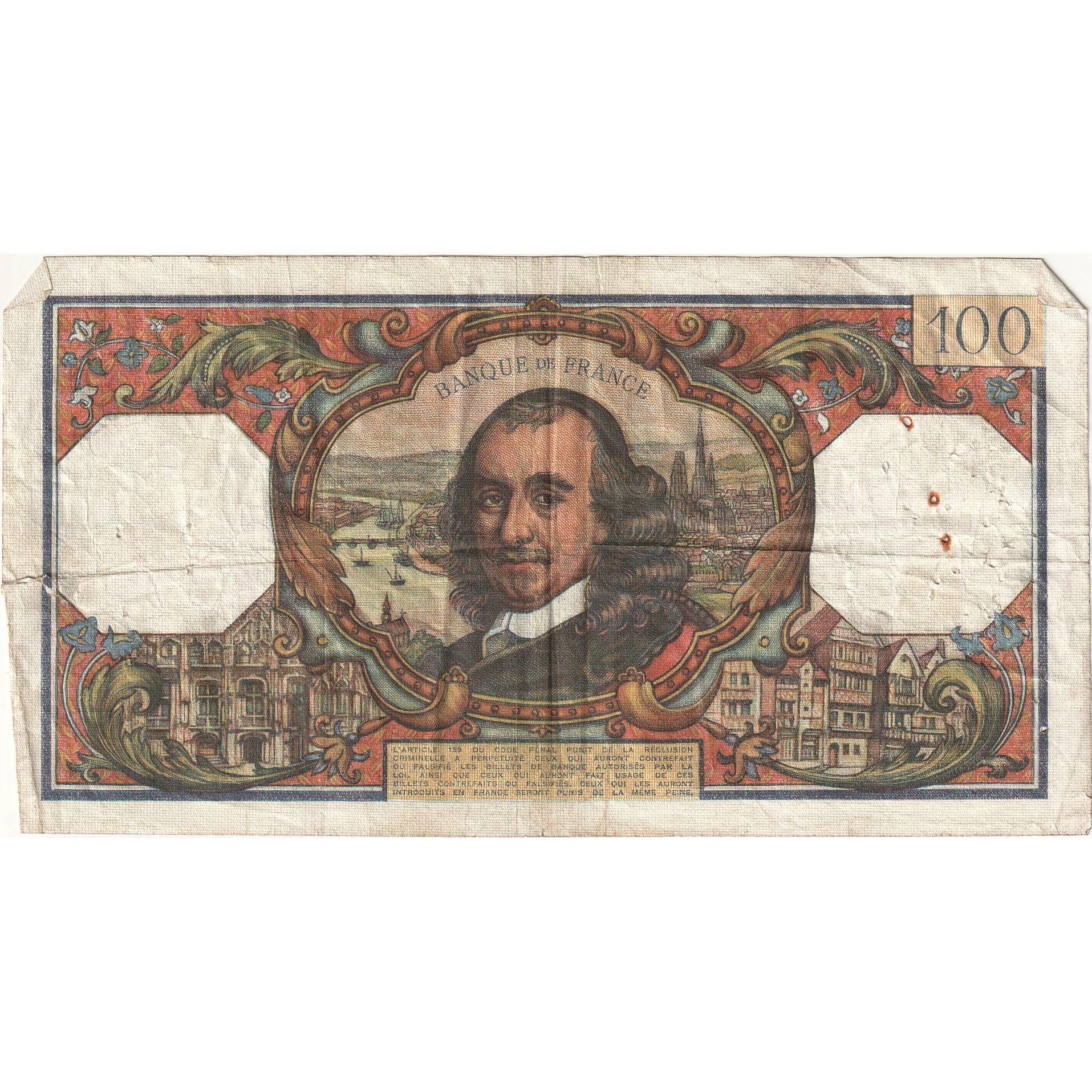 France, 100 Francs, Corneille, 1966-04-07, E.160, VG(8-10)