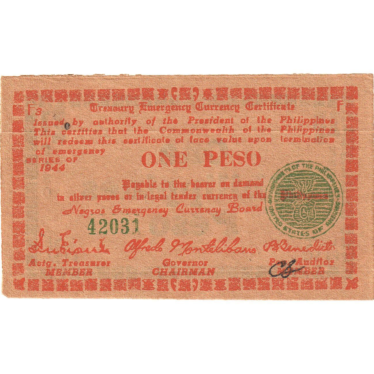 Banknote, Philippines, 1 Peso, 1944, KM:S672, UNC(60-62)