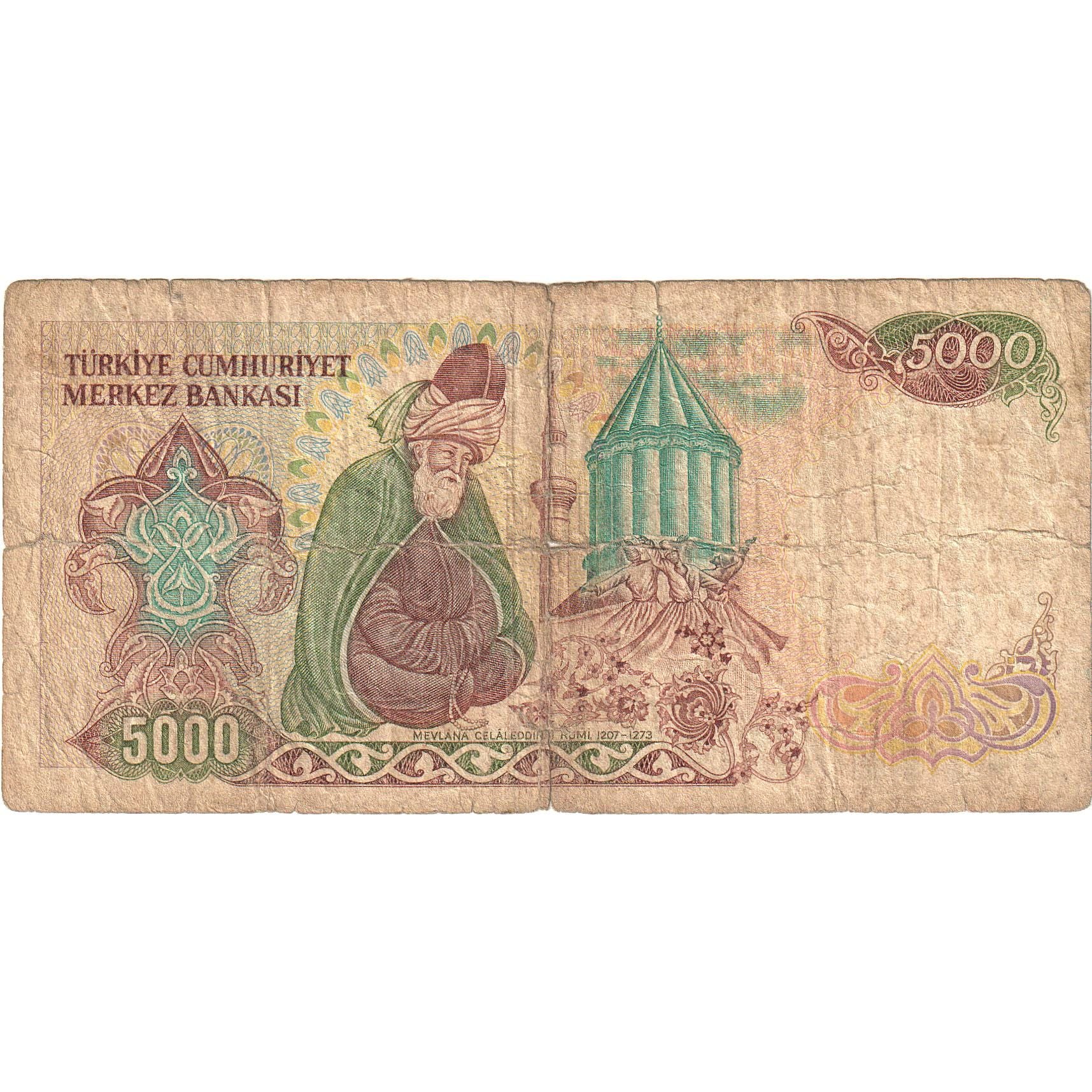 Biljet, Turkije, 5000 Lira, 1970, KM:197, B+