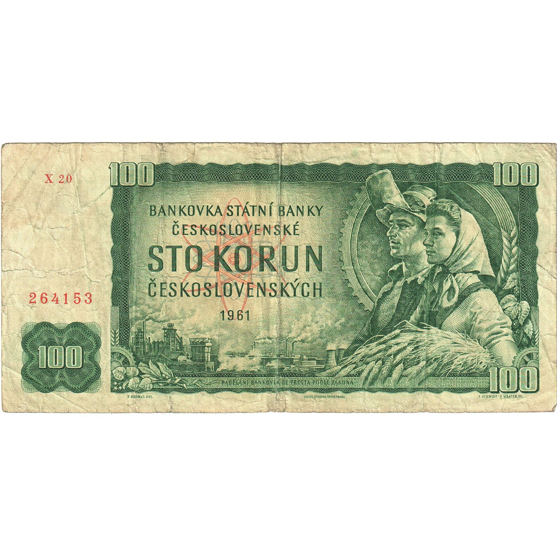 Geldschein, Tschechoslowakei, 100 Korun, 1961, Undated (1961), KM:91c, GE
