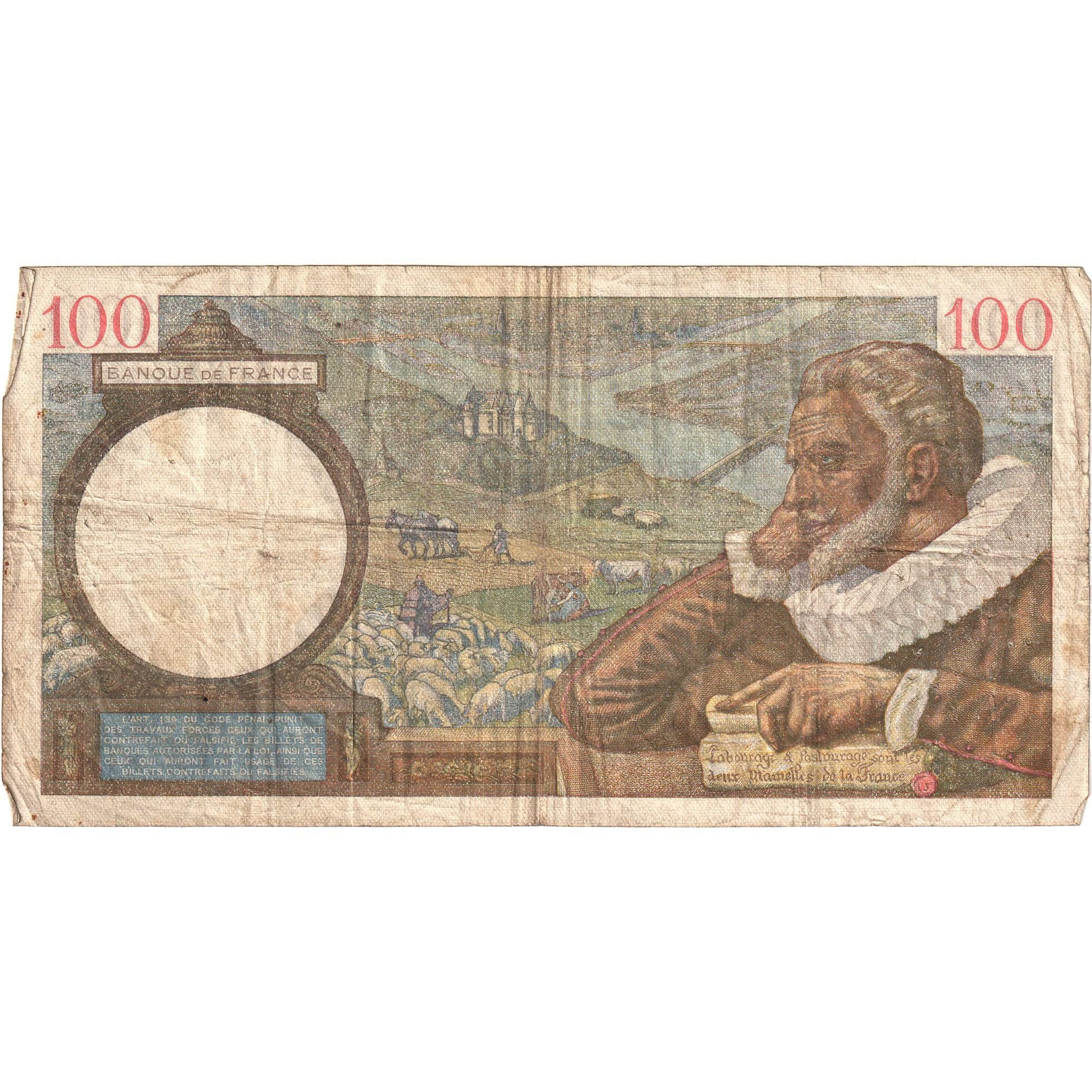 France, 100 Francs, Sully, 1940, F.14131 643, VF(20-25), Fayette:26.52, KM:94