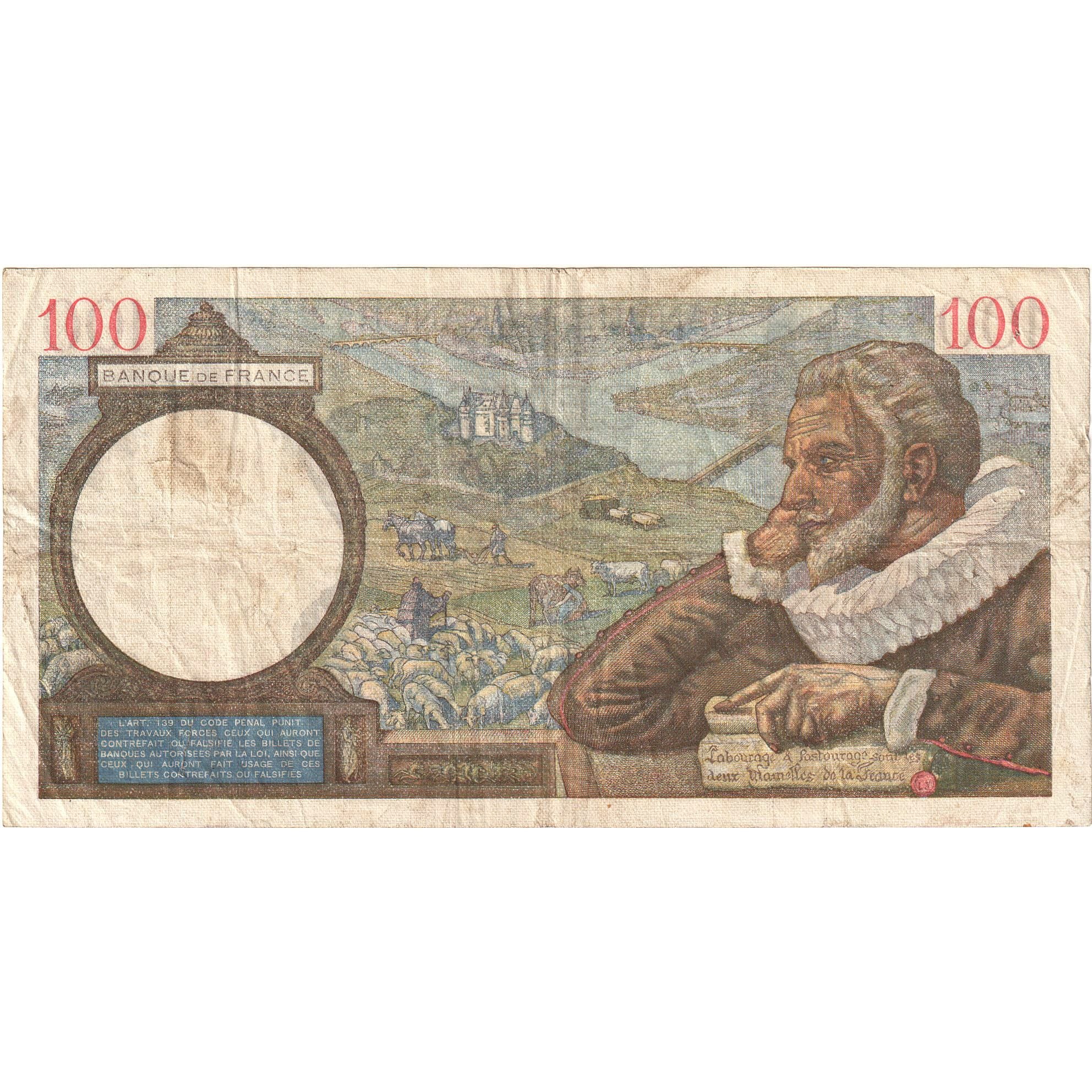 France, 100 Francs, Sully, 1940, A.8063 141, EF(40-45), Fayette:26.52, KM:94