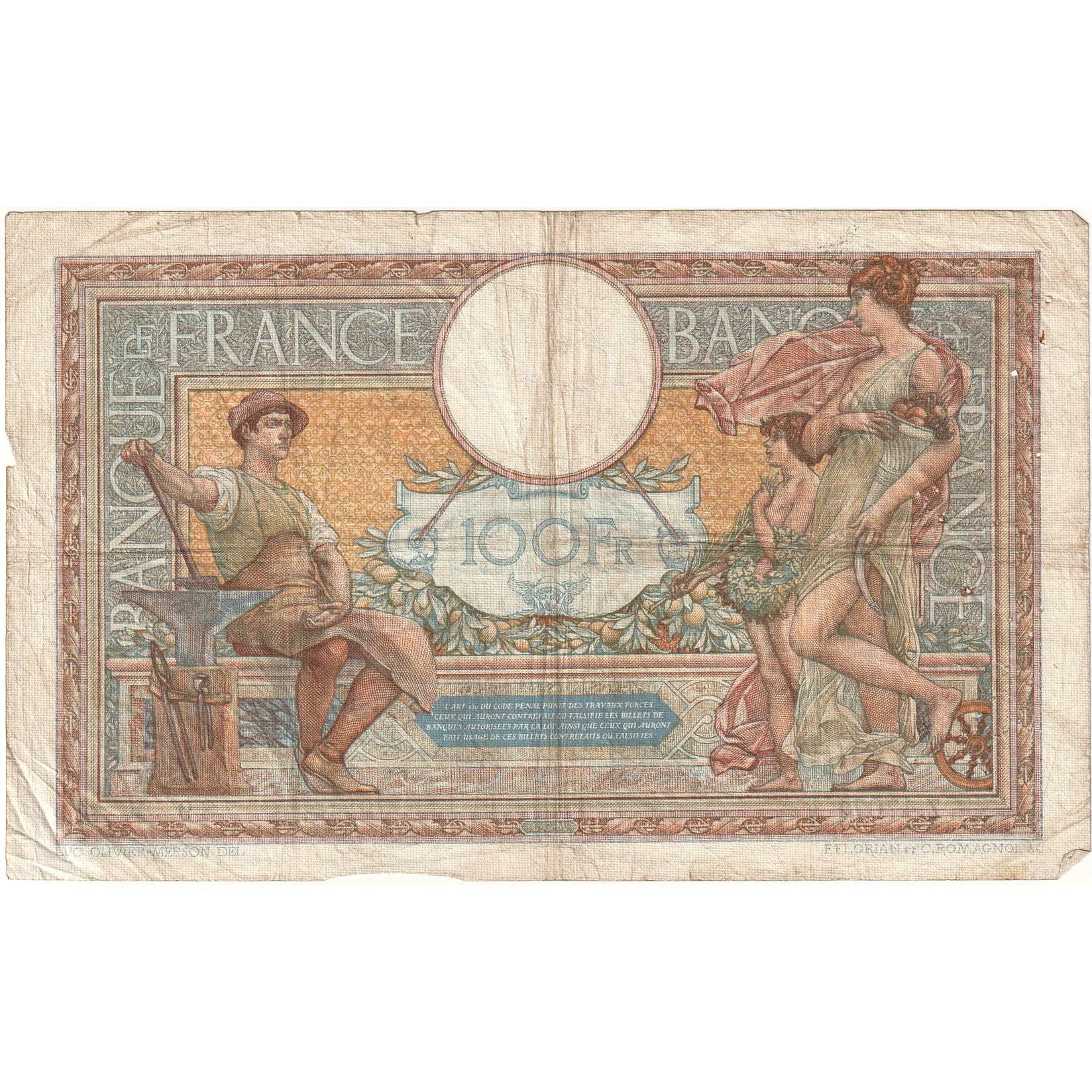 Francia, 100 Francs, 1934, Z.47071 789, BC+, Fayette:24.15, KM:78c