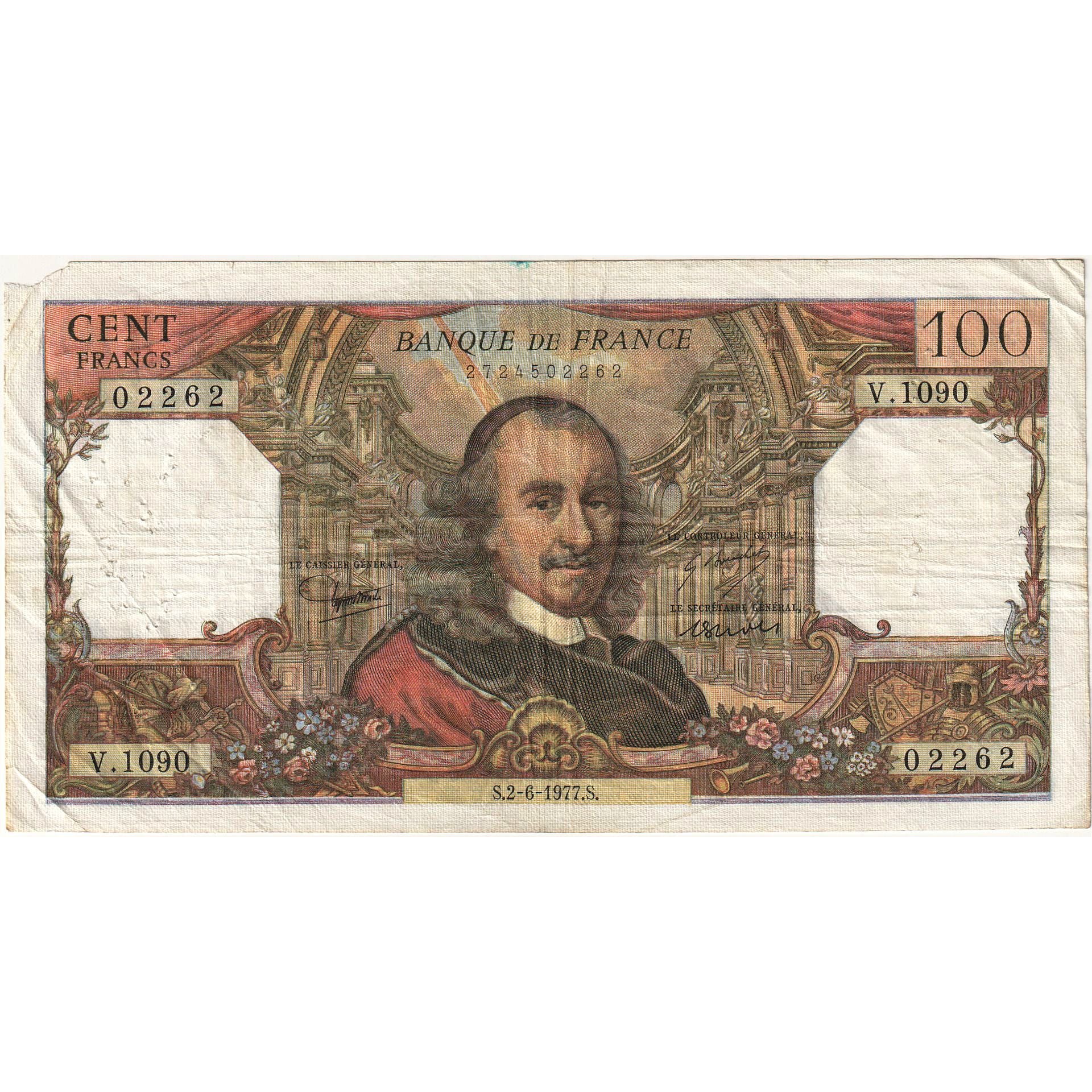 Francia, 100 Francs, Corneille, 1977, V.1090 02262, MB+, Fayette:65.43, KM:149d