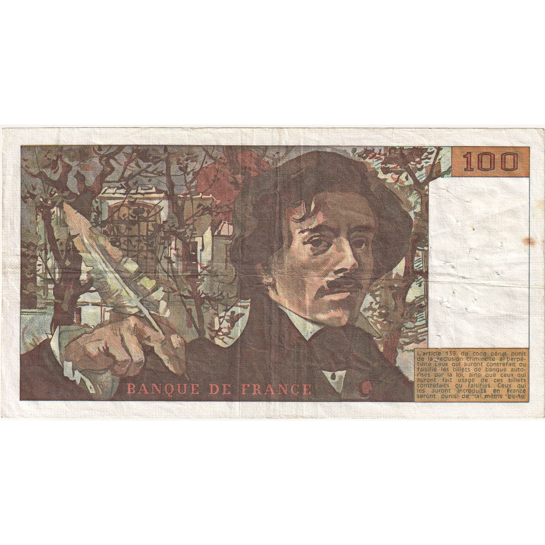 Francja, 100 Francs, Delacroix, 1981, O.54 644547, VG(8-10), Fayette:69.4a