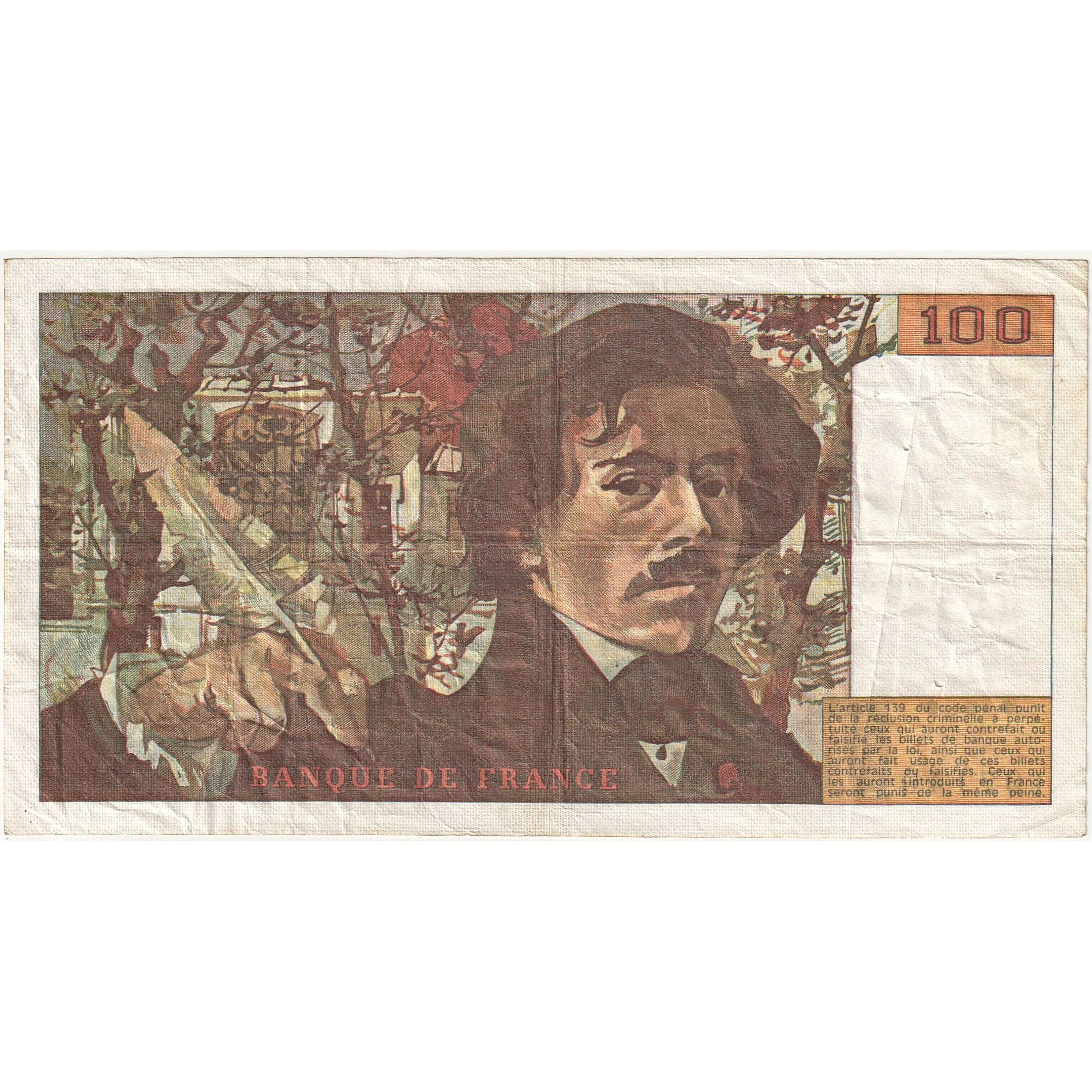France, 100 Francs, Delacroix, 1981, P.49 107140, EF(40-45), Fayette:69.4a
