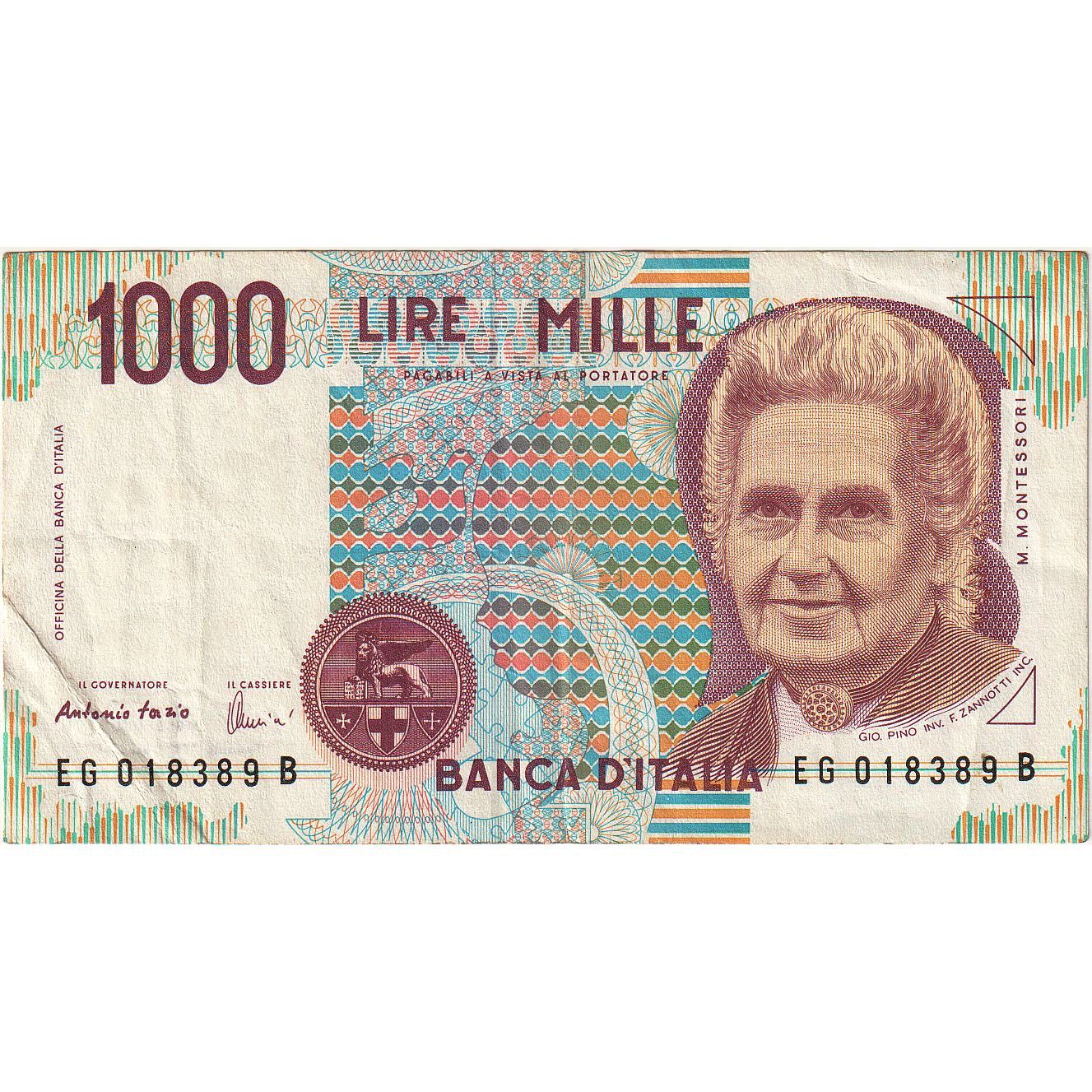 Włochy, 1000 Lire, 1990-10-03, KM:114c, AU(55-58)