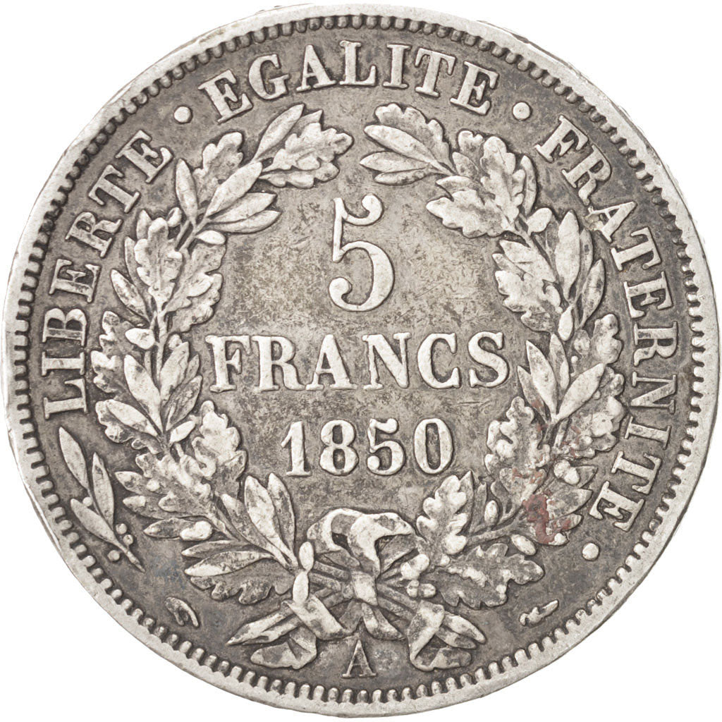 Coin, France, Cérès, 5 Francs, 1850, Paris, VF(30-35), Silver, KM:761.1