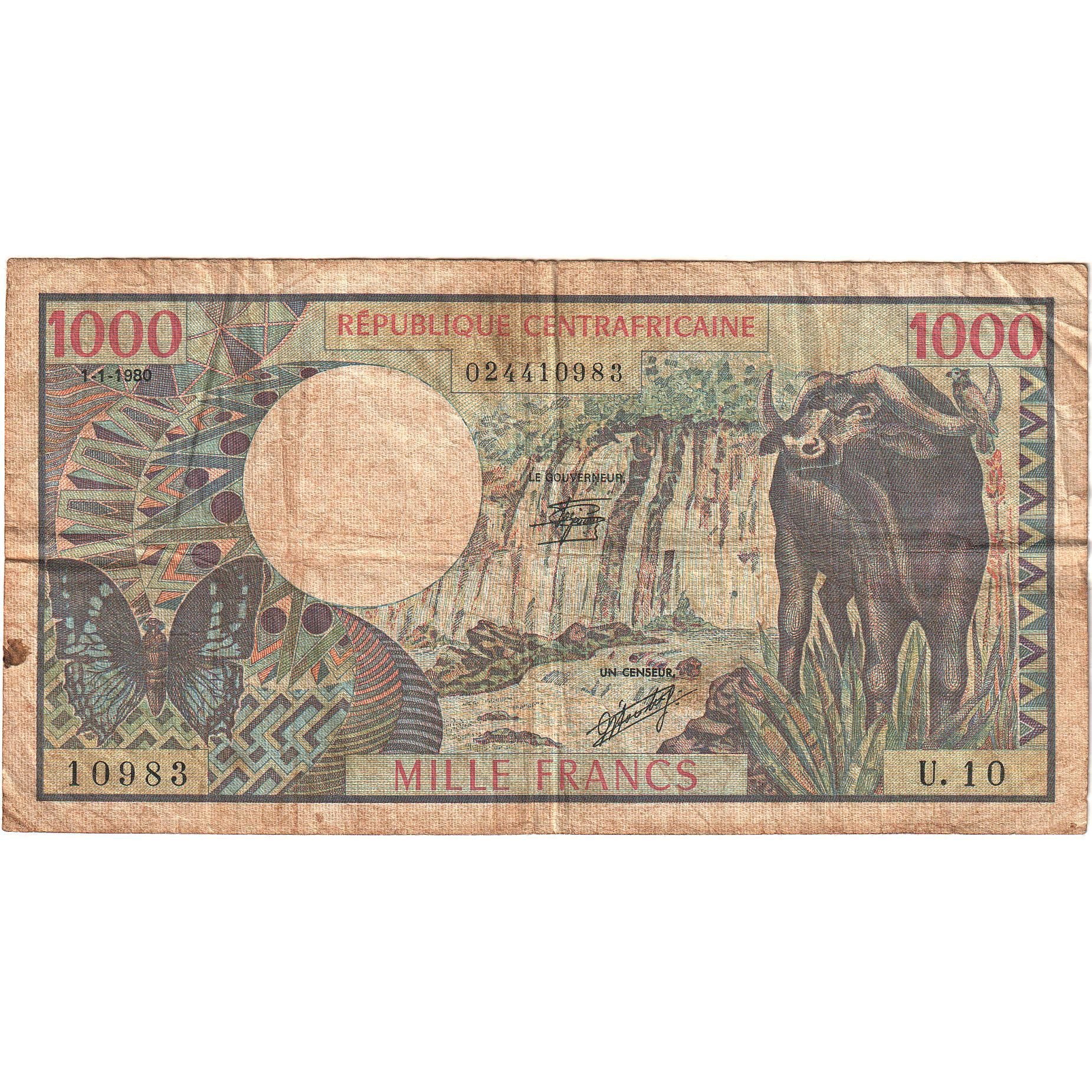 Chad, 1000 Francs, 1980-01-01, KM:7, VG(8-10)