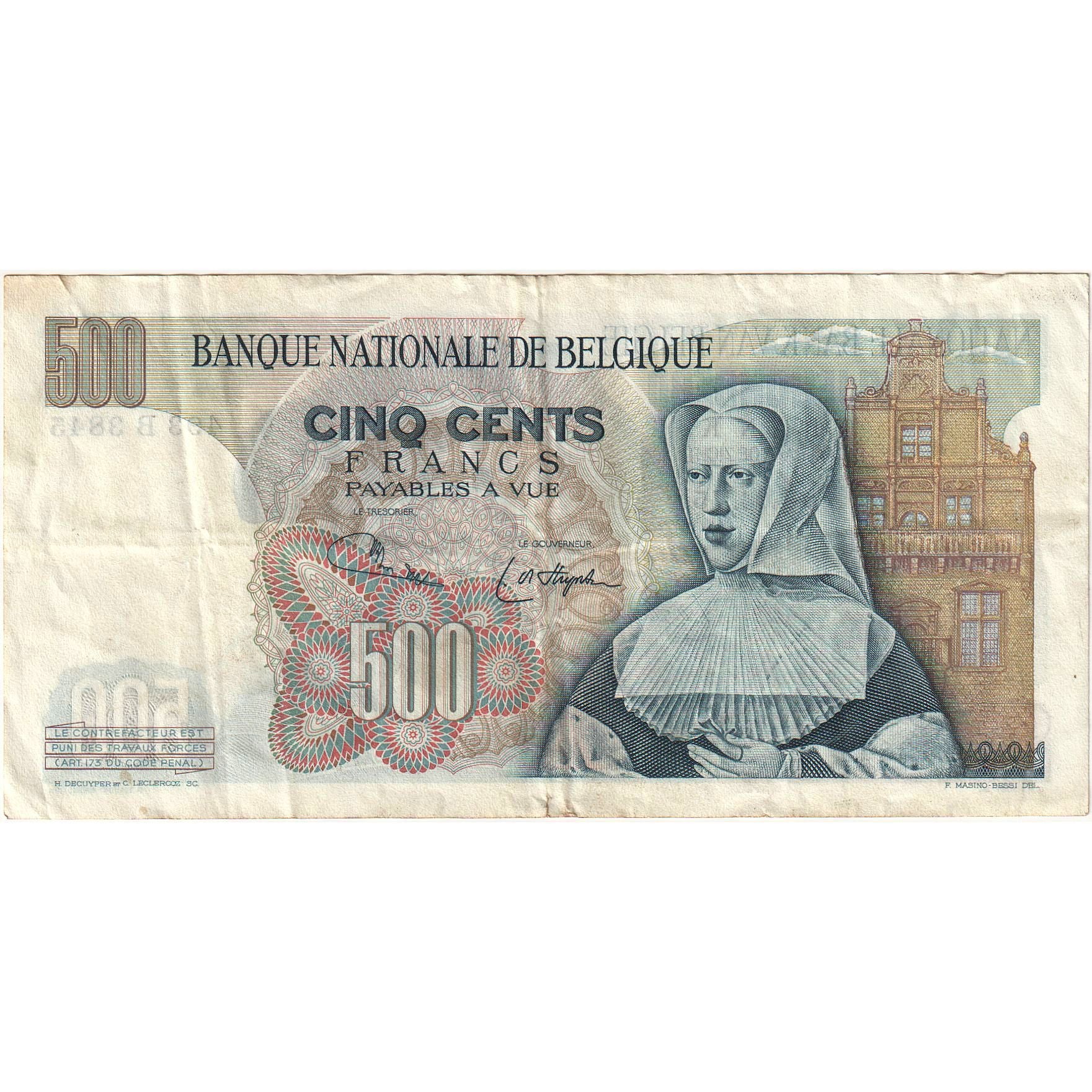 Belgium, 500 Francs, 1975-04-04,KM:135b,  EF(40-45)