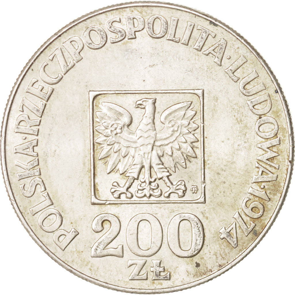 Coin, Poland, 200 Zlotych, 1974, Warsaw, MS(63), Silver, KM:72