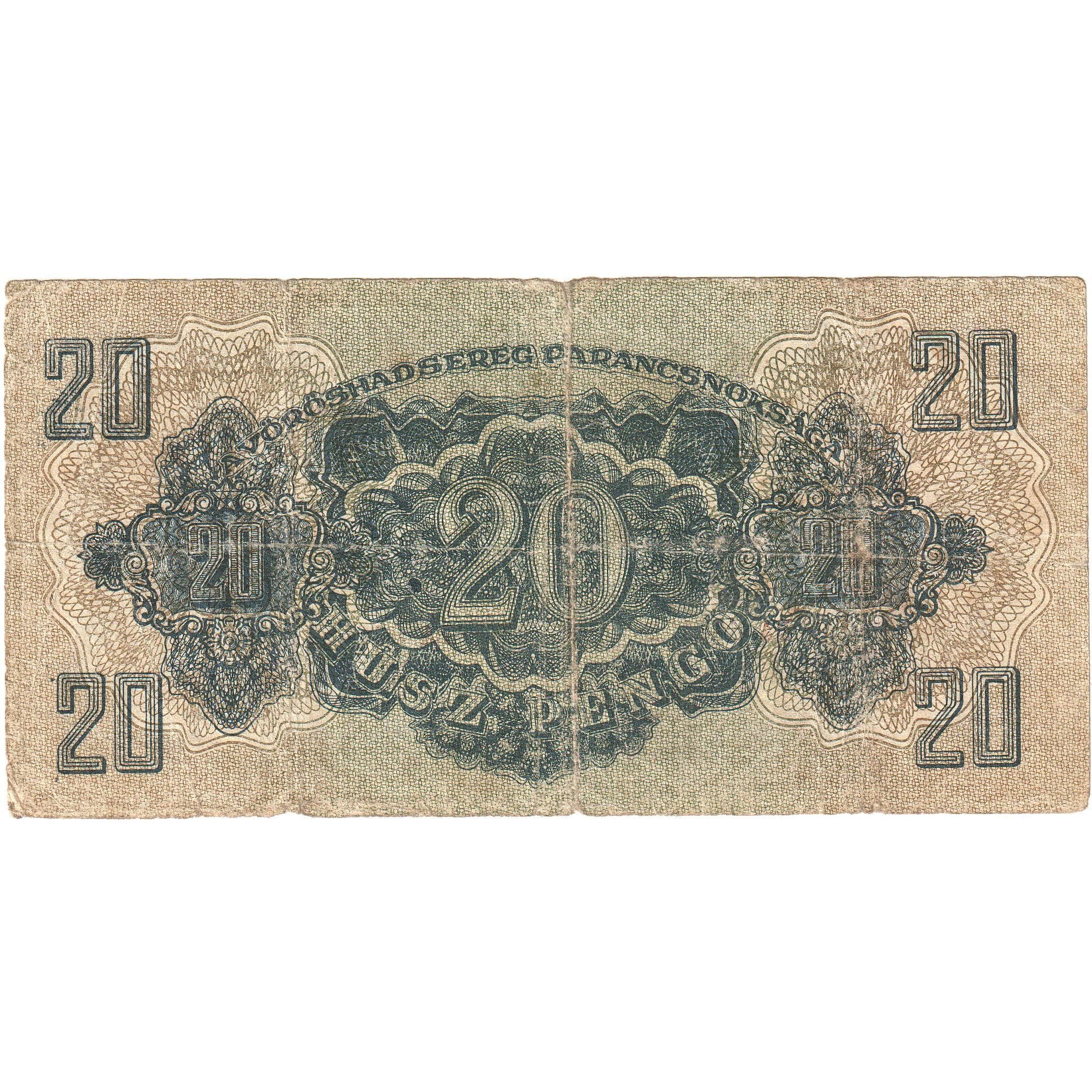 Węgry, 20 Pengö, 1944, KM:M6b, VG(8-10)