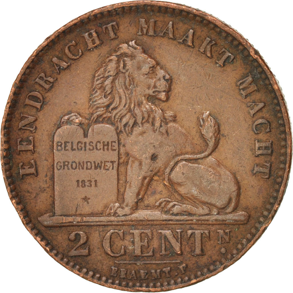 Belgium, Albert I, 2 Centimes, 1919, EF(40-45), Copper, KM:65