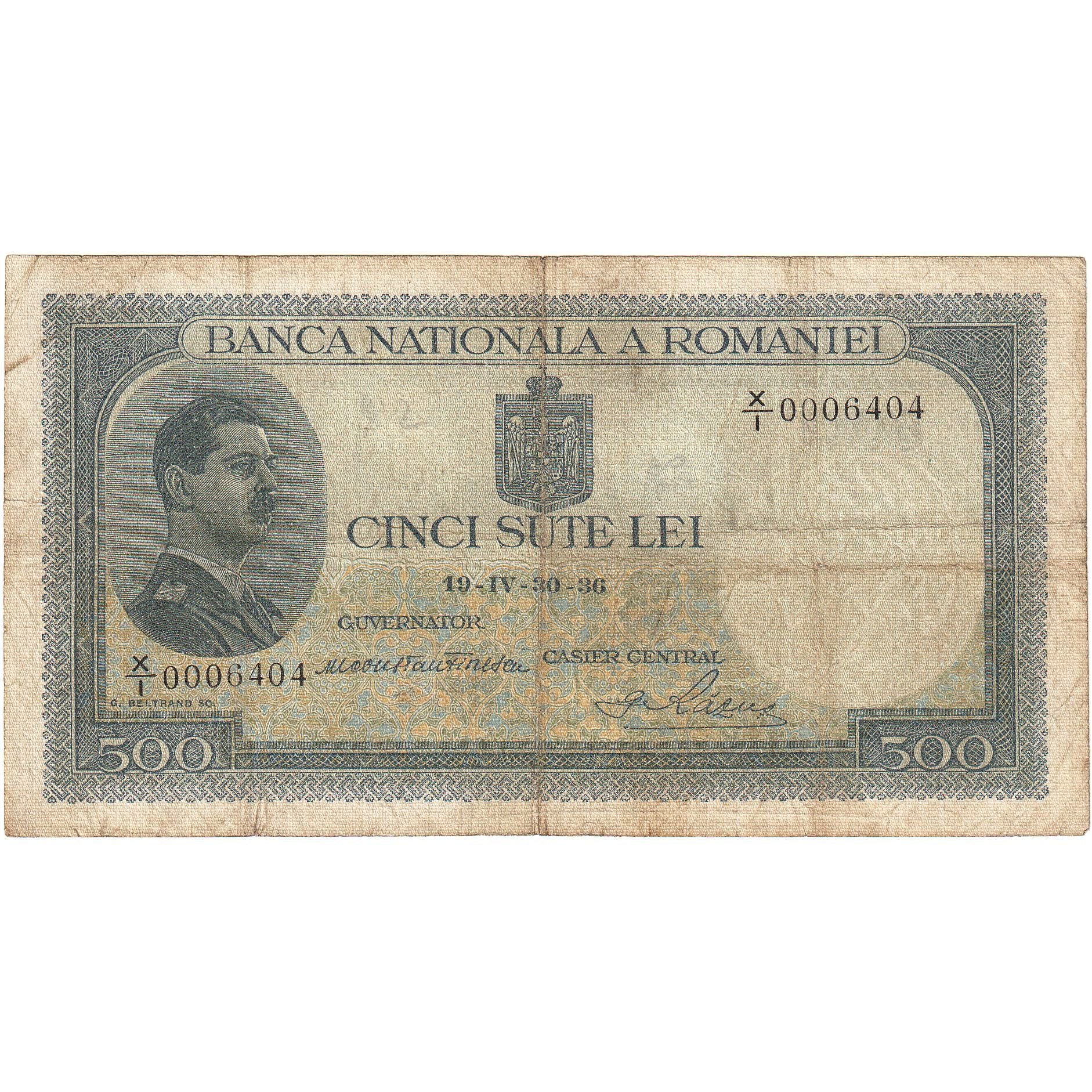 Romania, 500 Lei, 1936, 1936-04-30, KM:42a, VF(20-25)